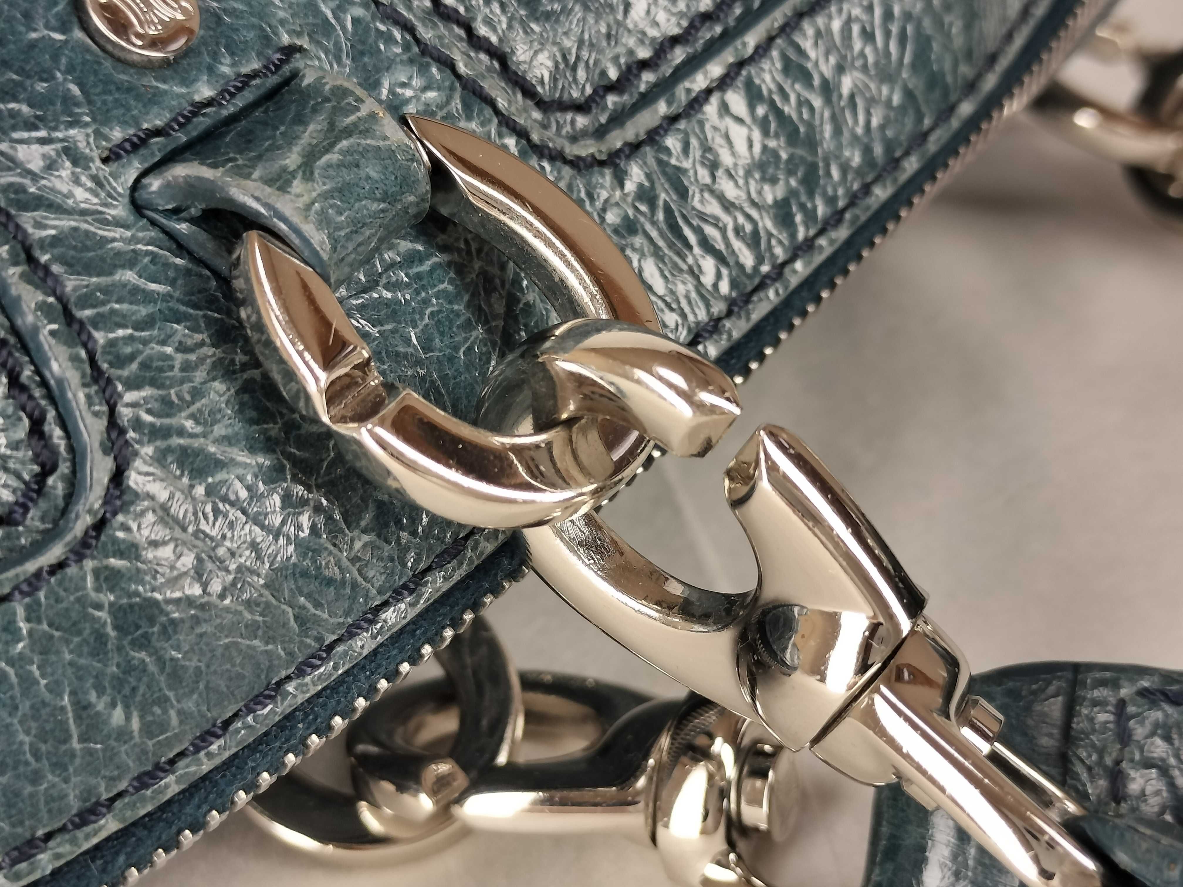 Patent Leather Handbag, Blue — view 5