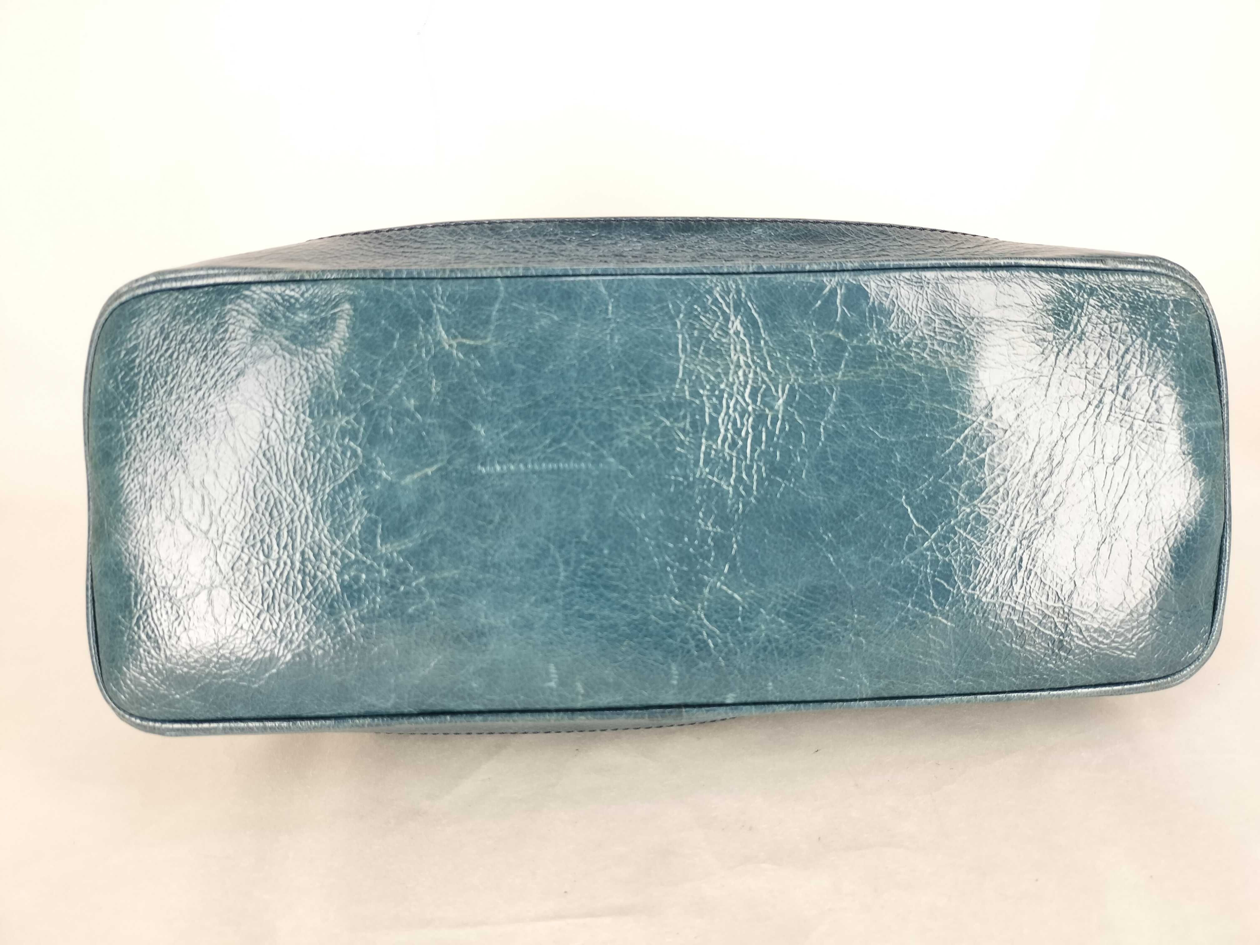 Patent Leather Handbag, Blue — view 8