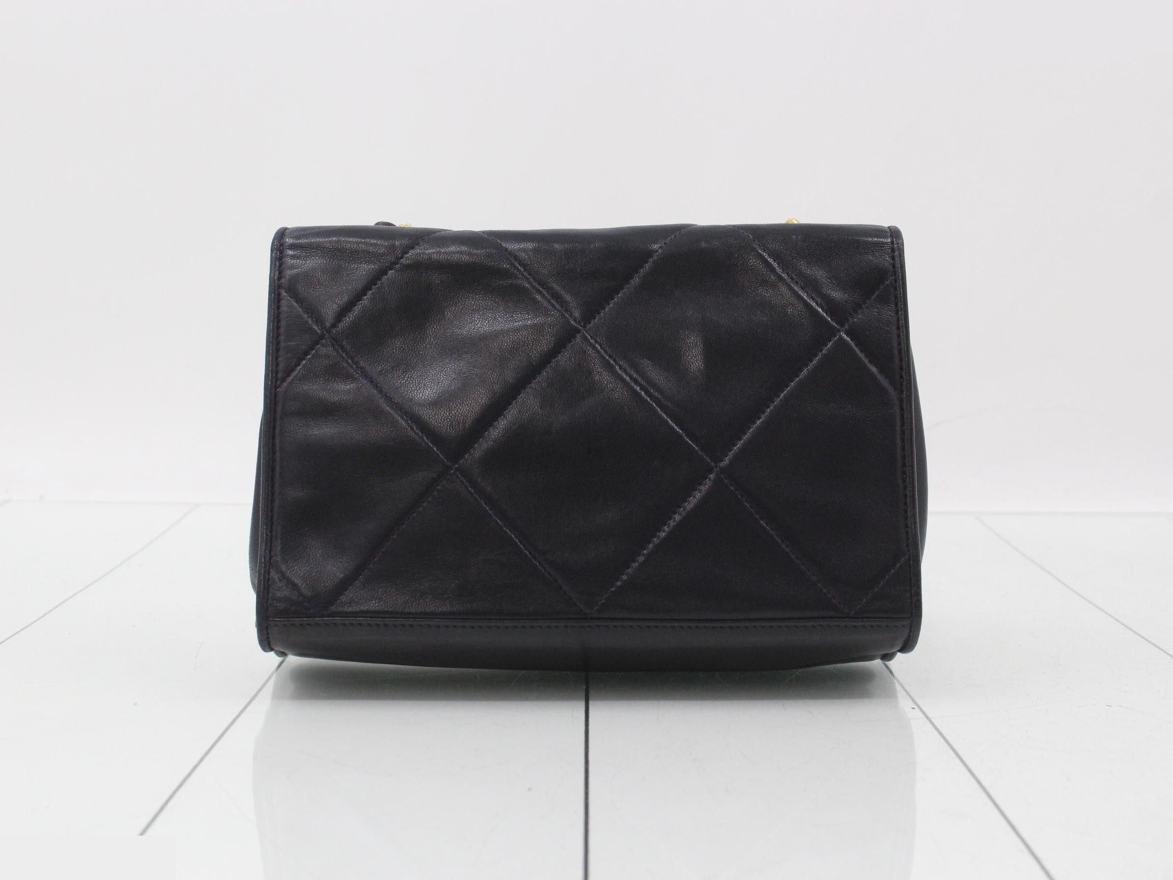 Matelassé Mini Chain Shoulder Bag, Navy — view 2
