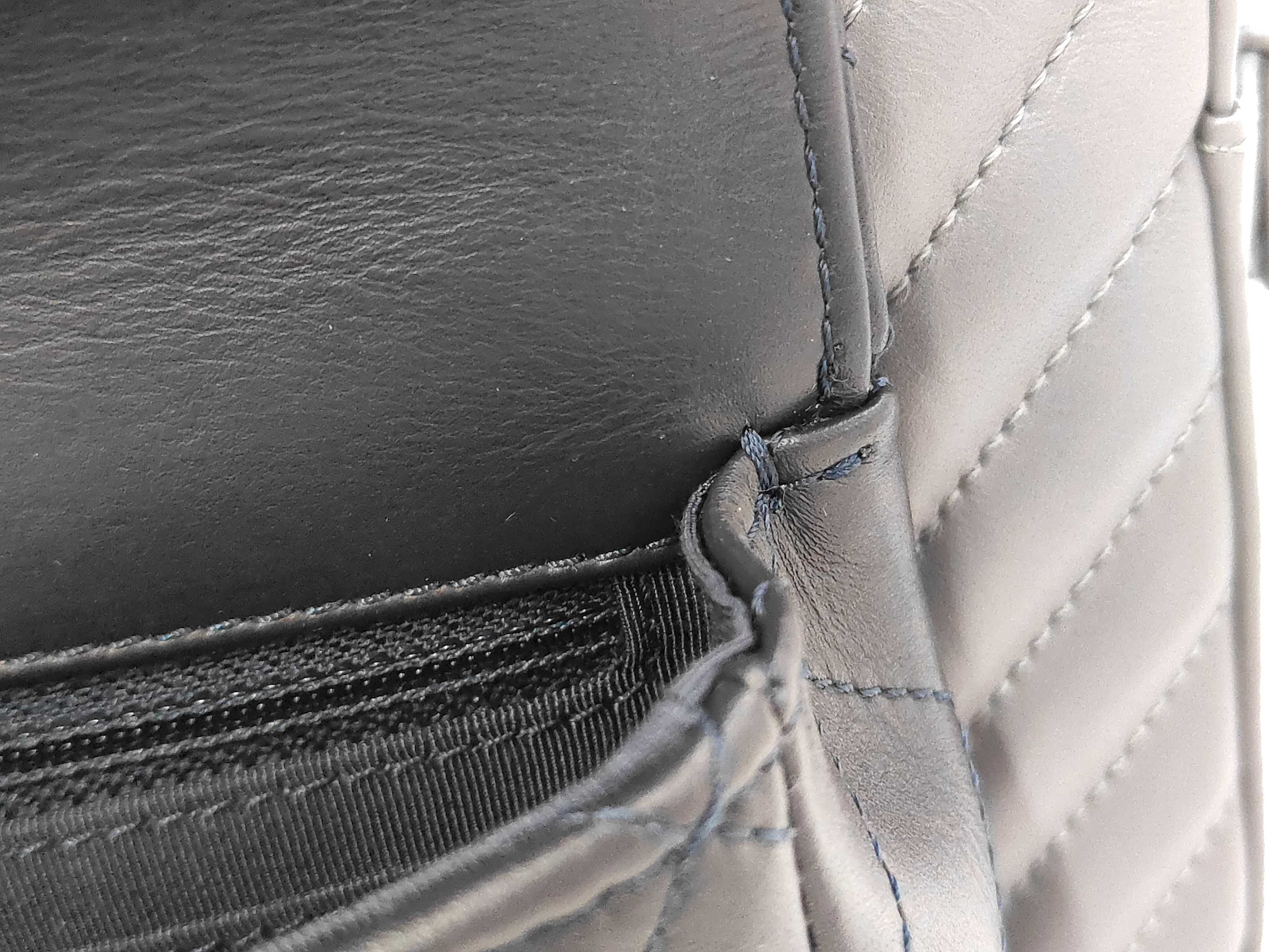 V-stitch Chain Shoulder Bag, Lambskin, Grey/Navy, SS Shoulder Bag — view 9