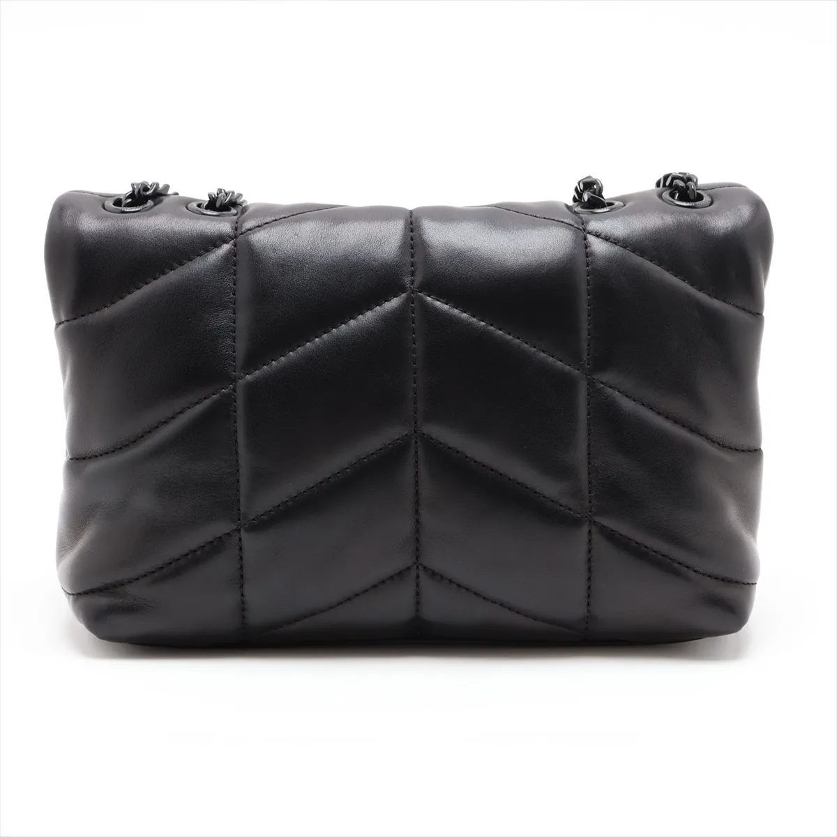 Lulu Puffer 759337 Leather Chain Shoulder Bag, Black — view 2
