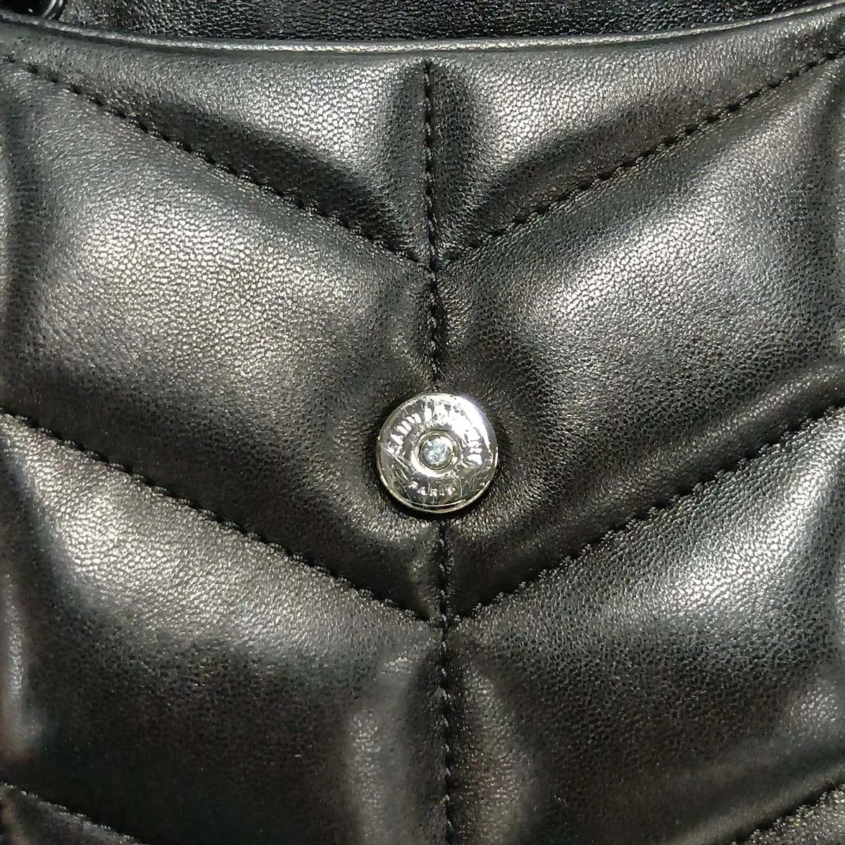 Lulu Puffer 759337 Leather Chain Shoulder Bag, Black — view 13