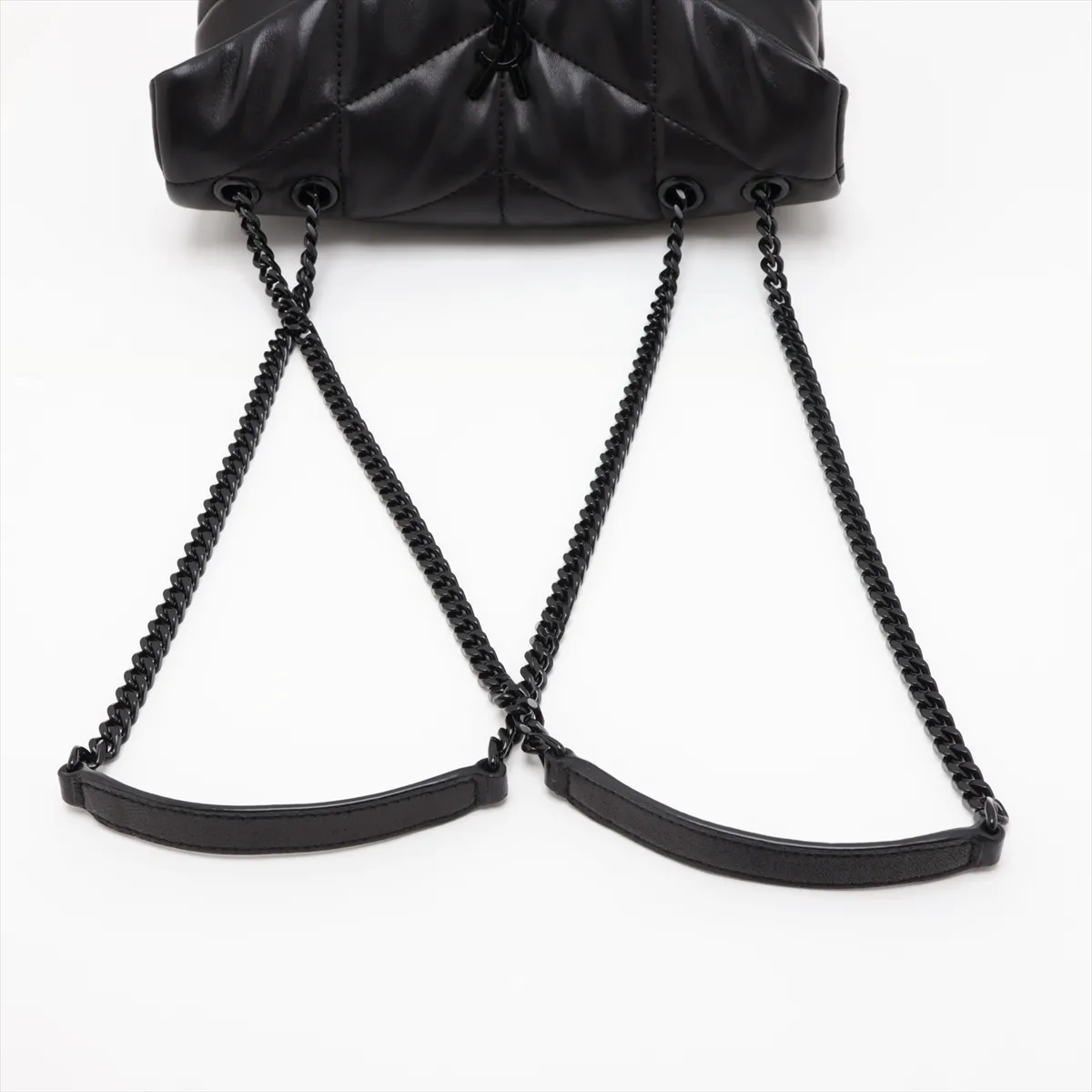 Lulu Puffer 759337 Leather Chain Shoulder Bag, Black — view 5