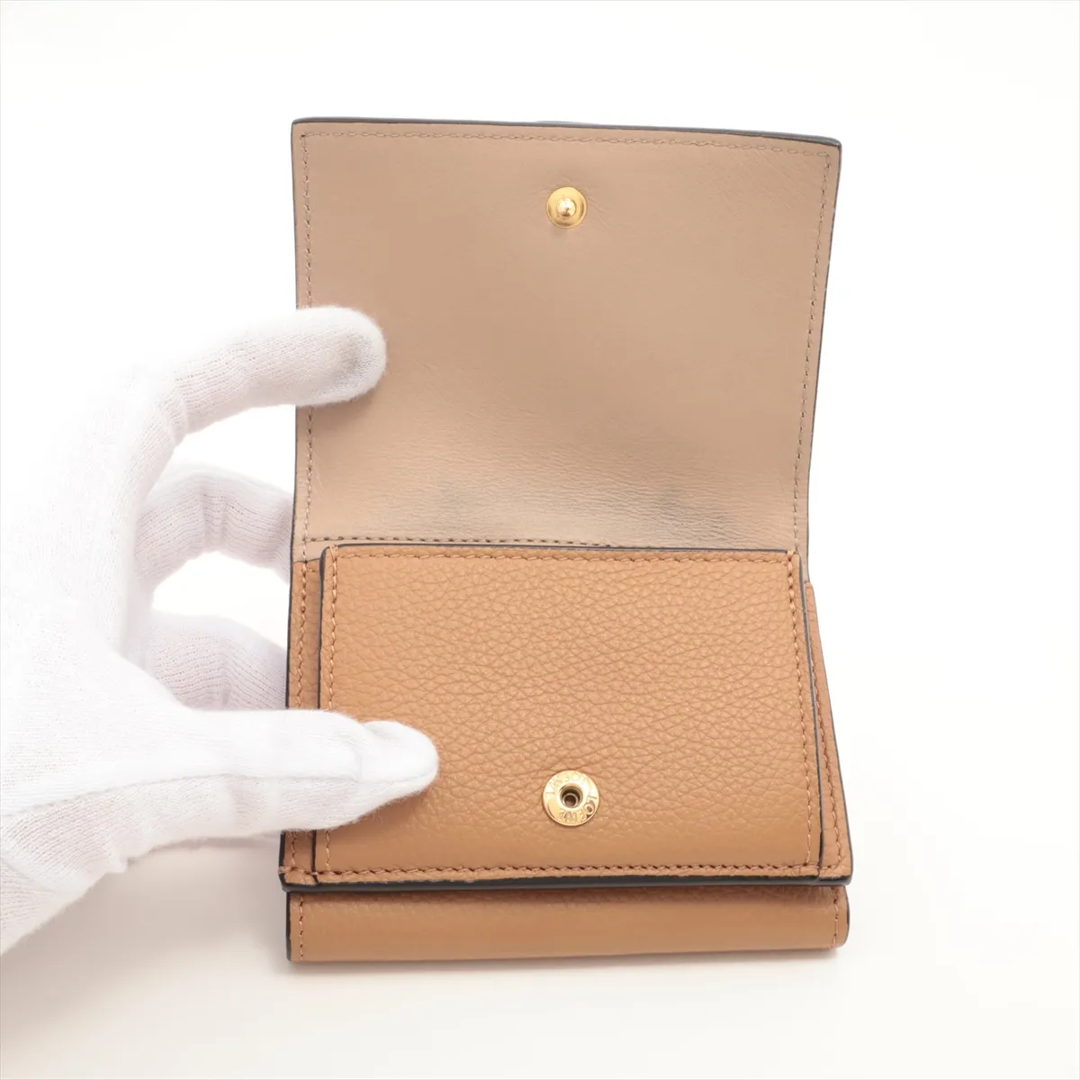 Anagram Leather Compact Wallet Brown — view 3