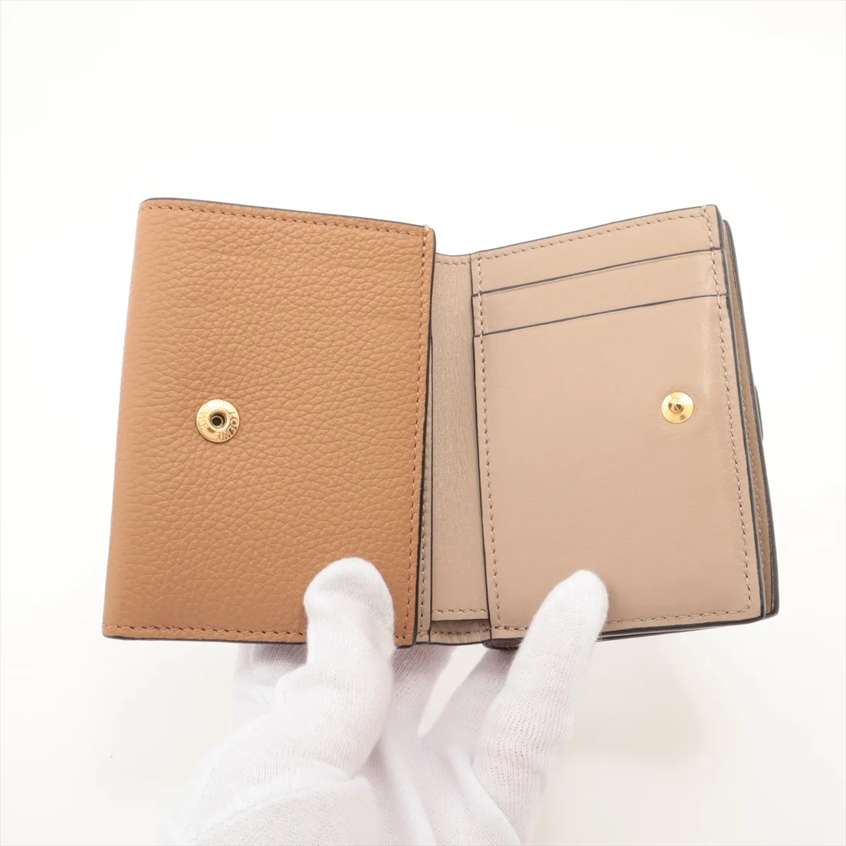 Anagram Leather Compact Wallet Brown — view 4
