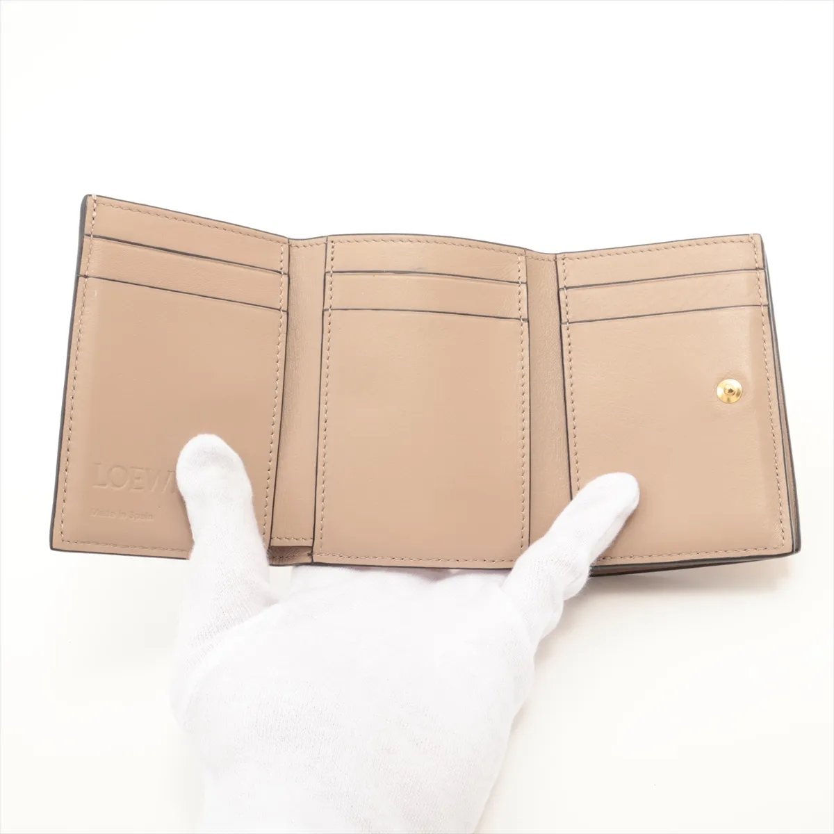 Anagram Leather Compact Wallet Brown — view 5