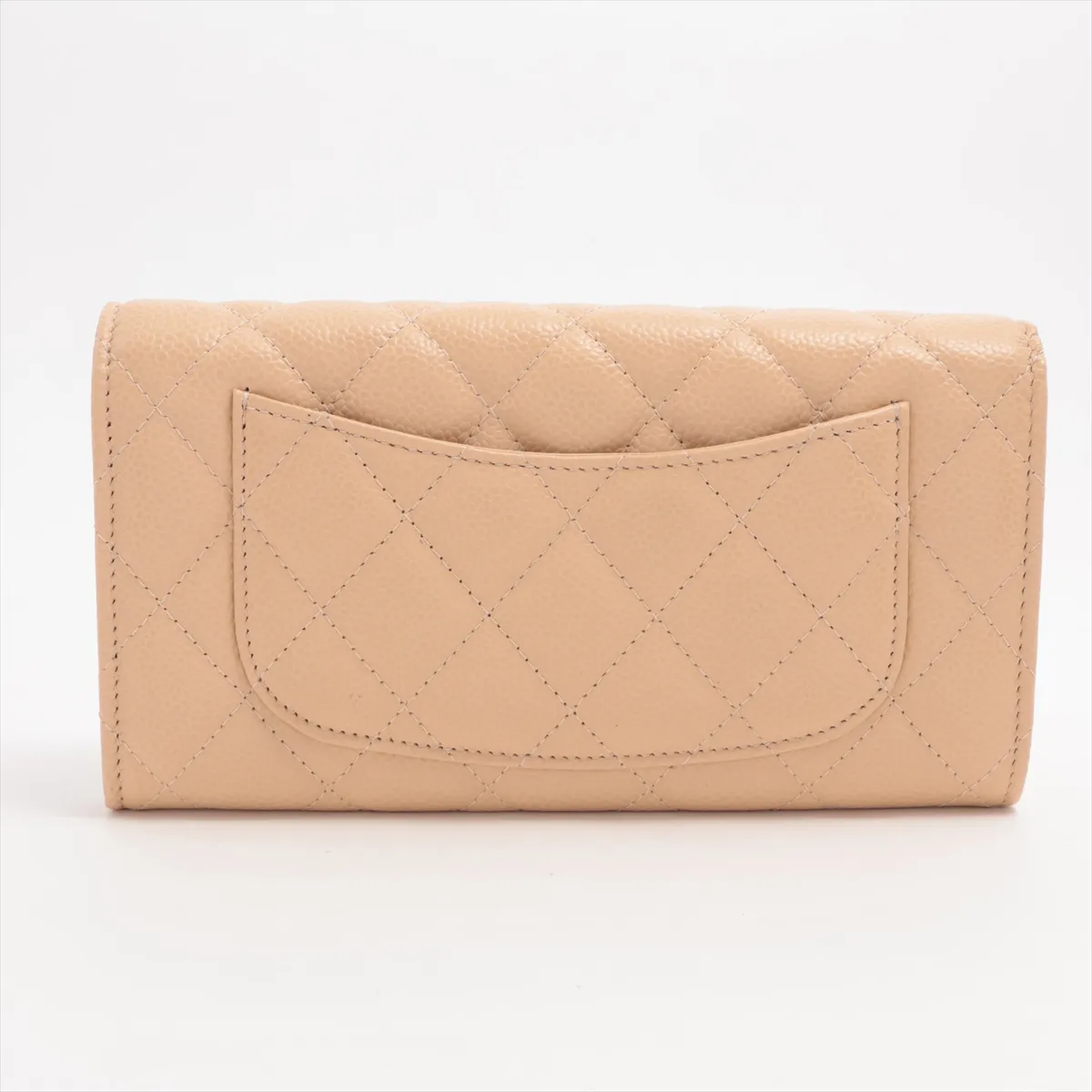 Matelassé Caviar Leather Long Wallet, Beige, Gold Hardware, 31443514 — view 2