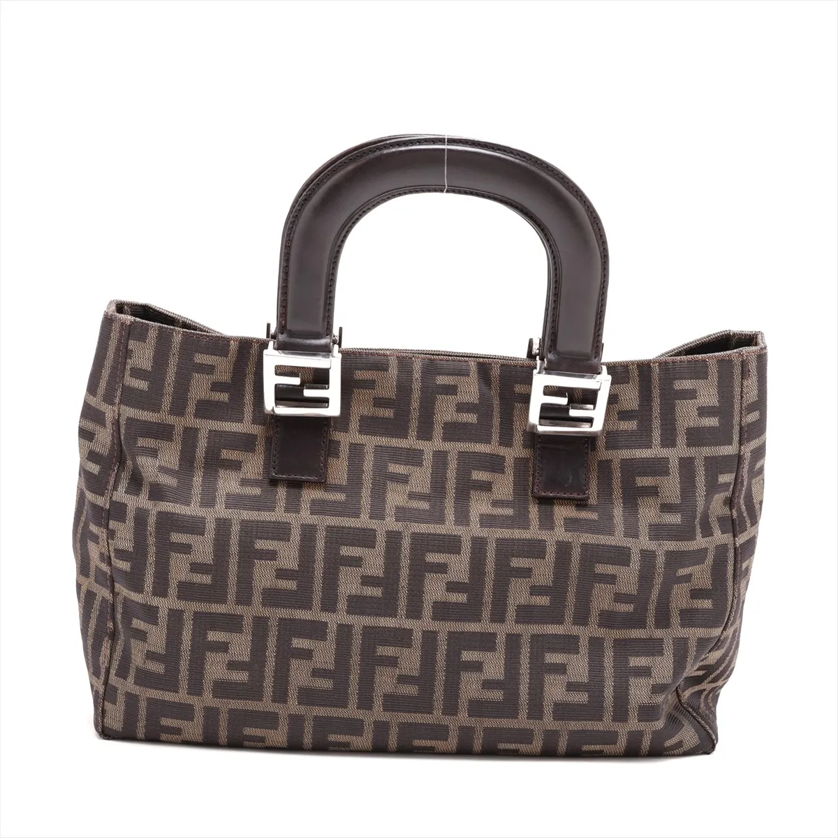 Zucca Canvas x Leather Handbag, Brown — view 2