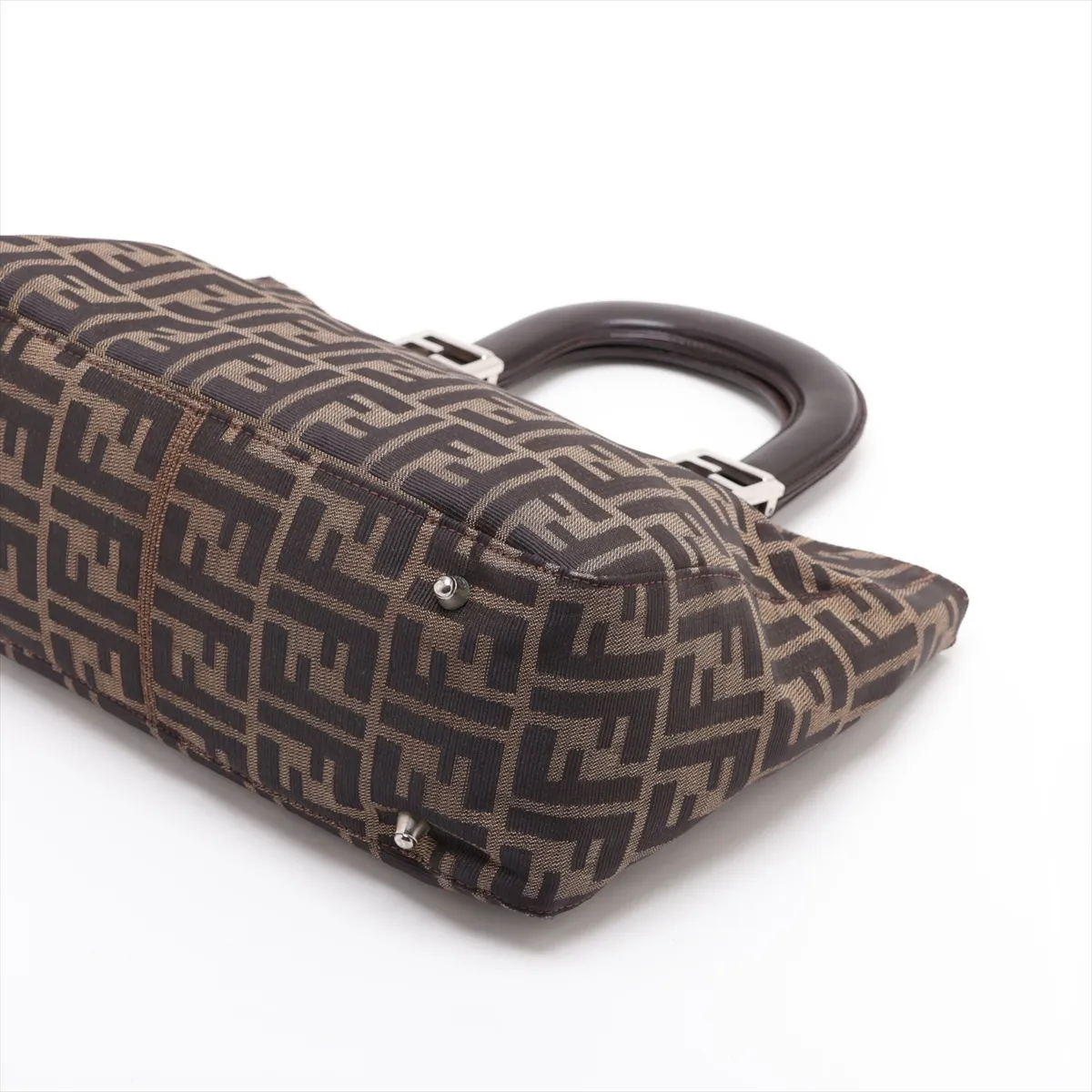 Zucca Canvas x Leather Handbag, Brown — view 3