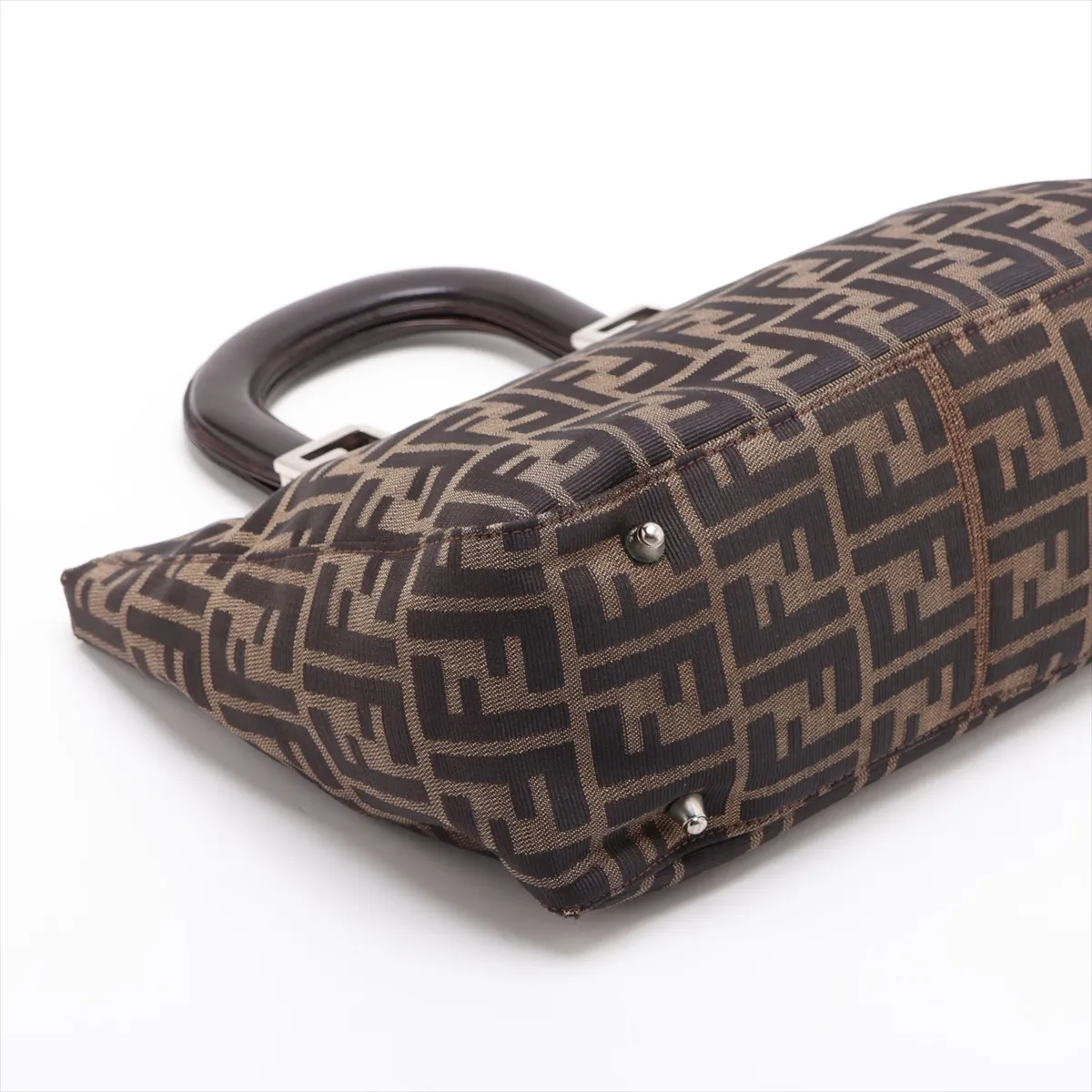 Zucca Canvas x Leather Handbag, Brown — view 4