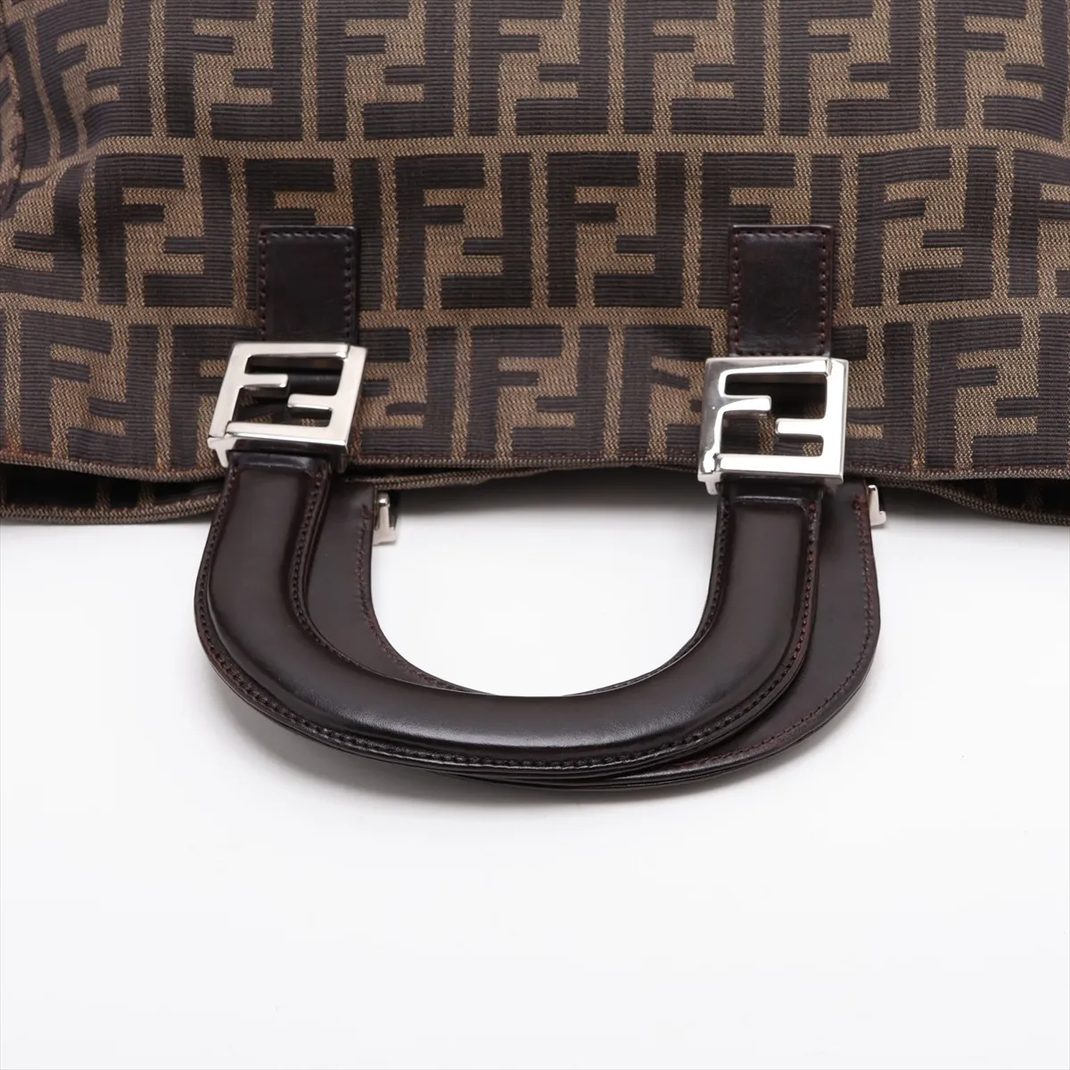 Zucca Canvas x Leather Handbag, Brown — view 5