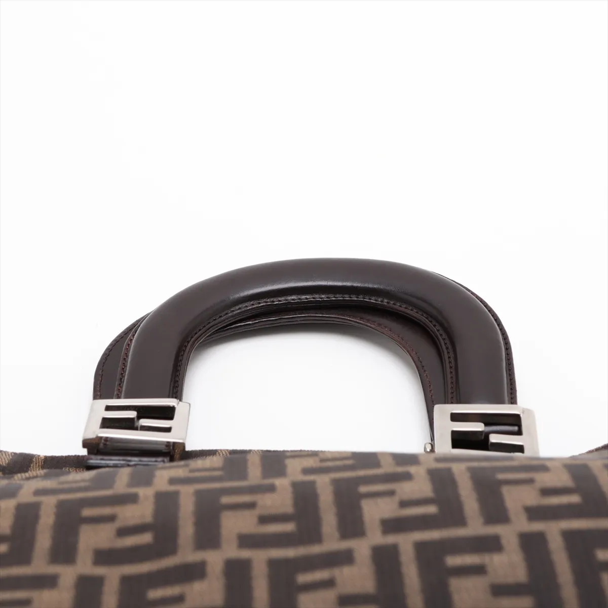 Zucca Canvas x Leather Handbag, Brown — view 6