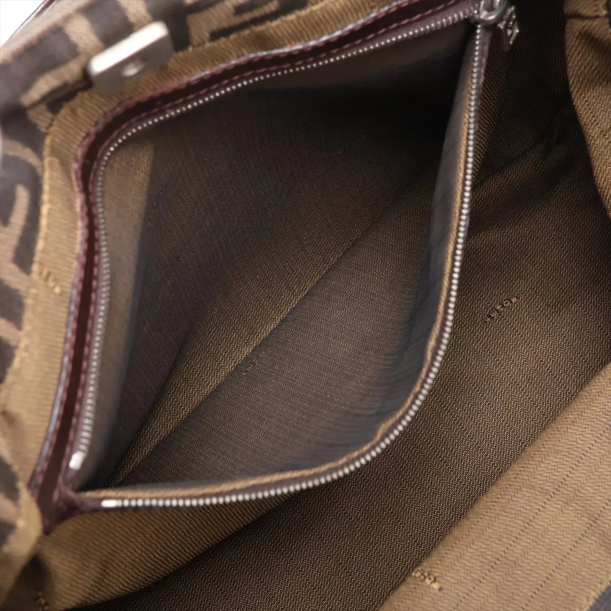 Zucca Canvas x Leather Handbag, Brown — view 8