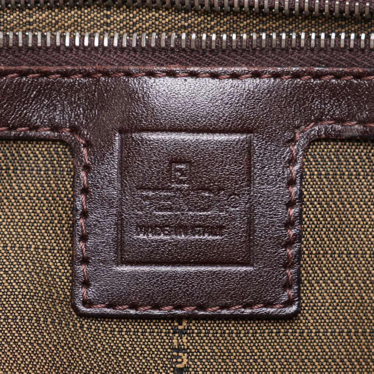 Zucca Canvas x Leather Handbag, Brown — view 9