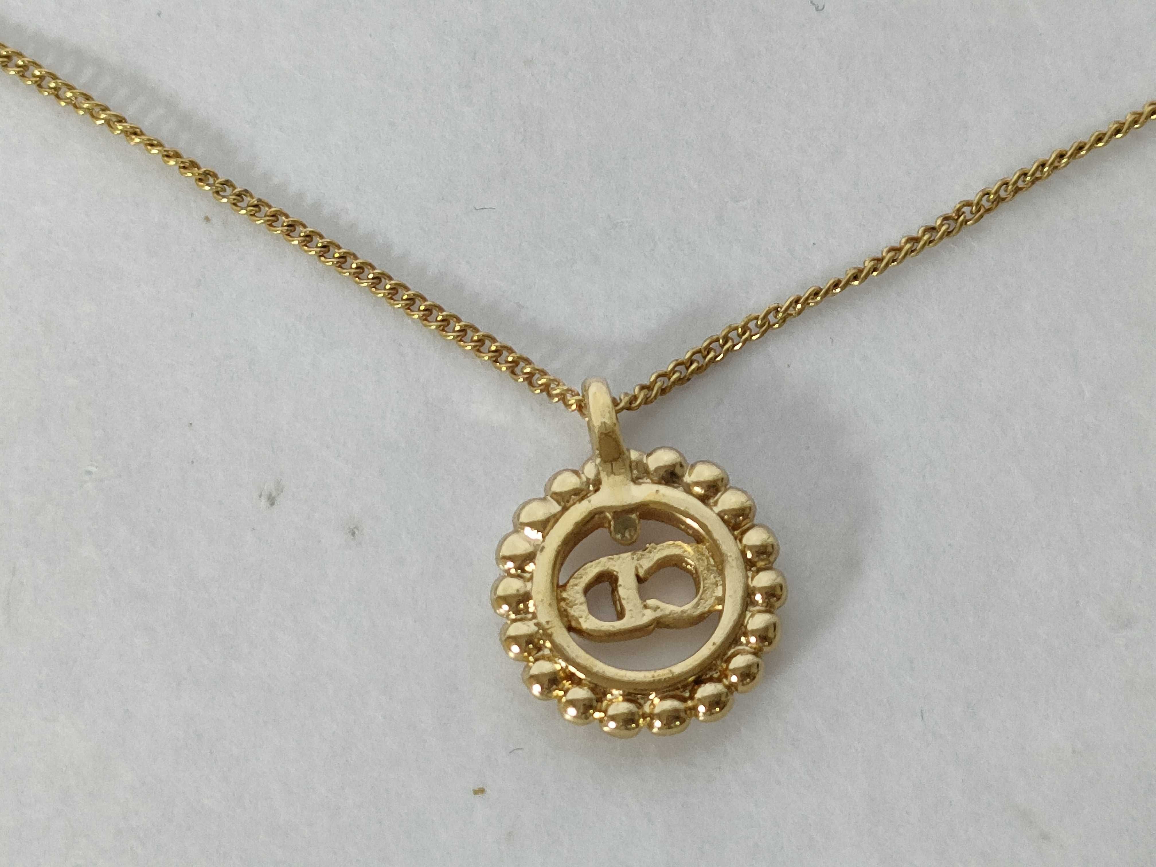 CD Logo Circle Necklace, Gold Color Necklace — view 2