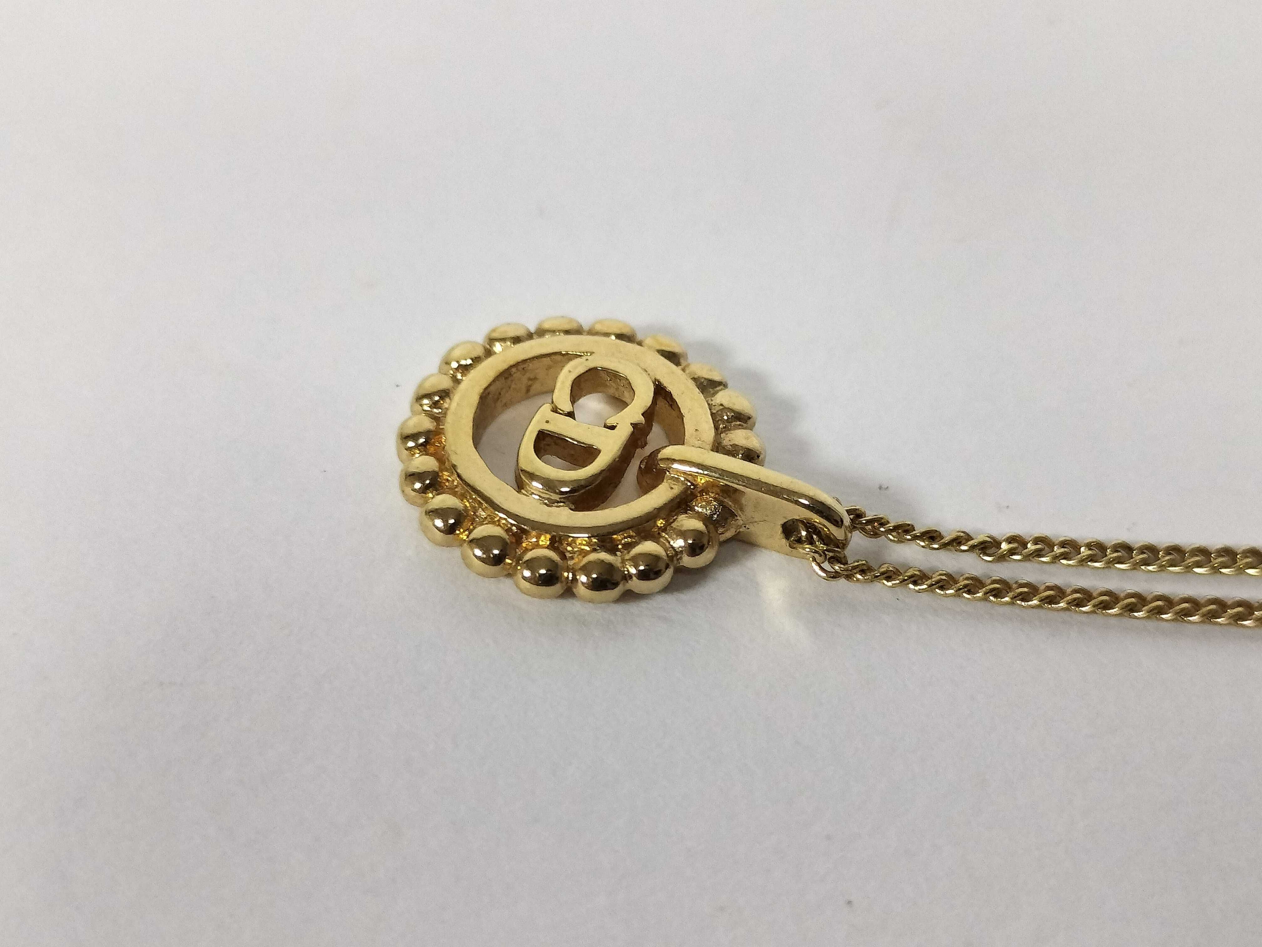 CD Logo Circle Necklace, Gold Color Necklace — view 6