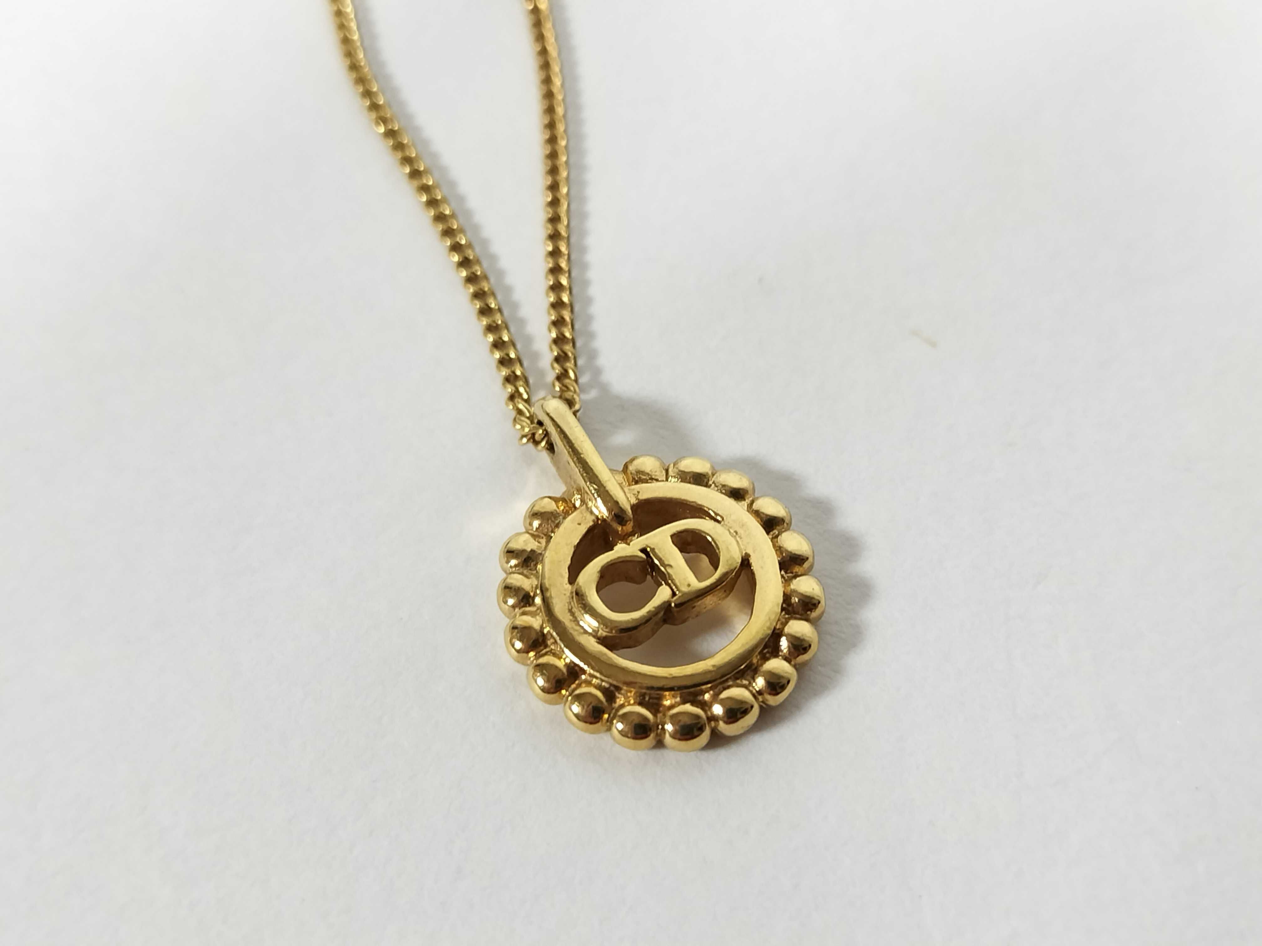 CD Logo Circle Necklace, Gold Color Necklace — view 8