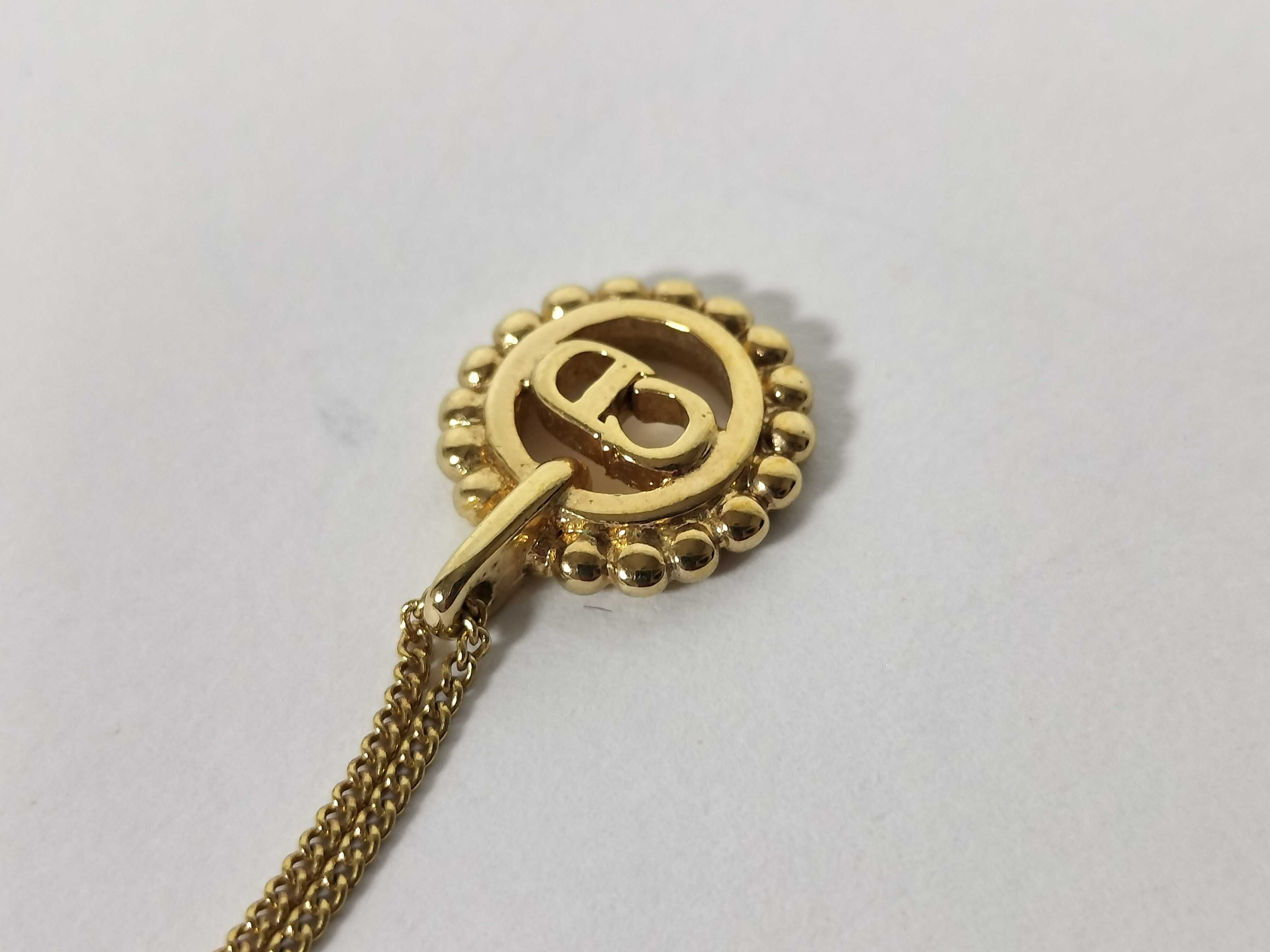 CD Logo Circle Necklace, Gold Color Necklace — view 9
