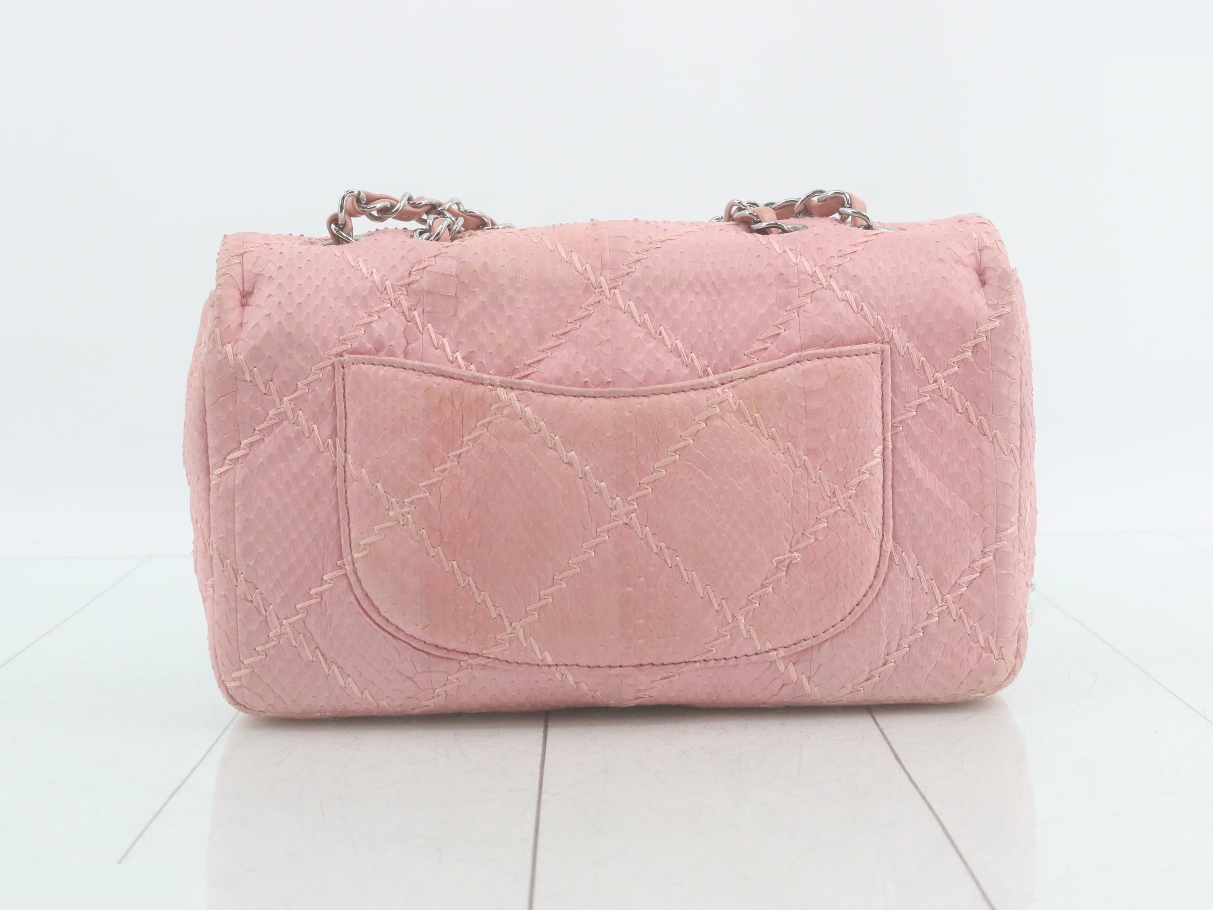 Ultra Stitch Python Coco Mark Chain Shoulder Bag, Pink — view 2