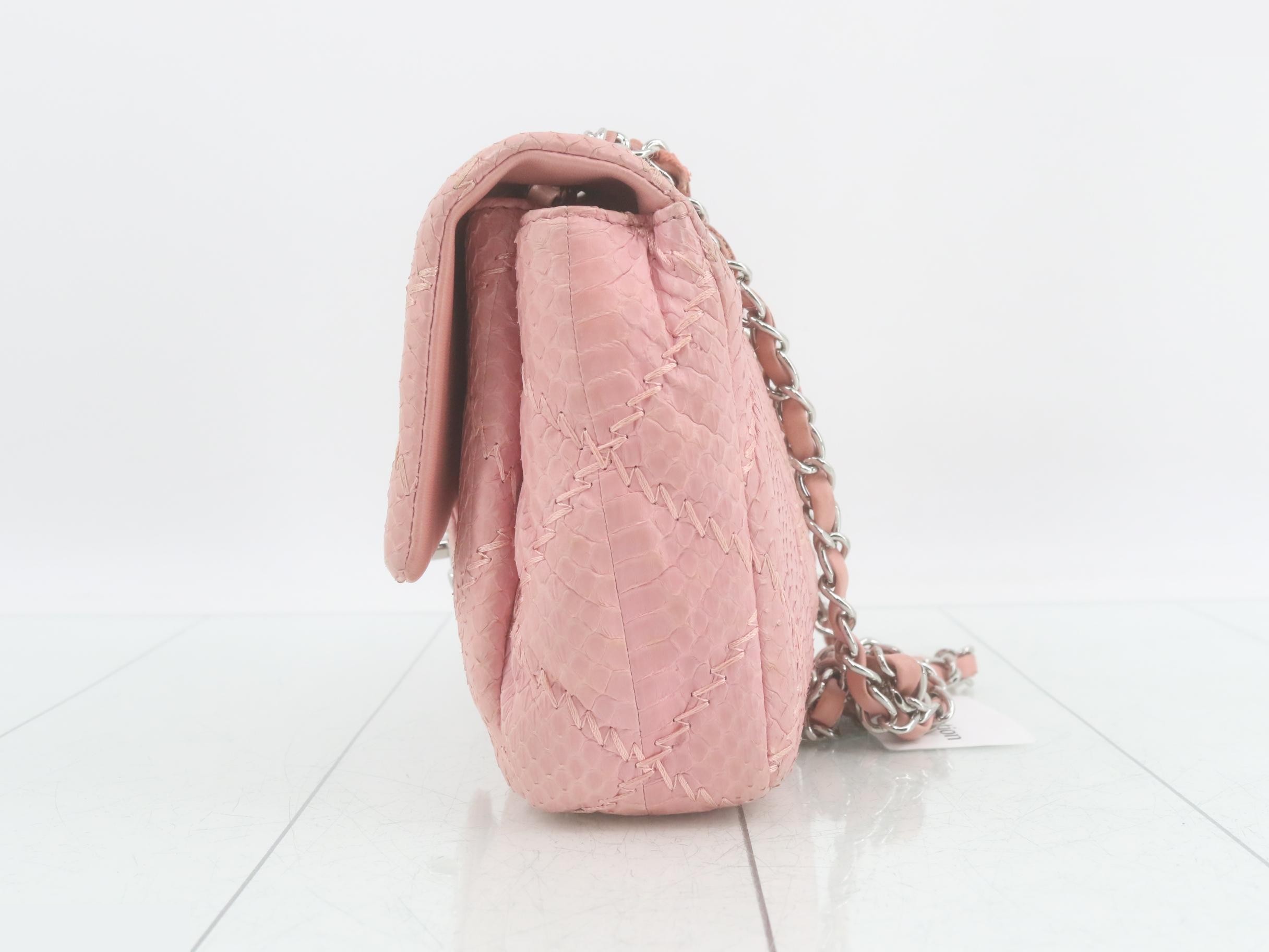Ultra Stitch Python Coco Mark Chain Shoulder Bag, Pink — view 3