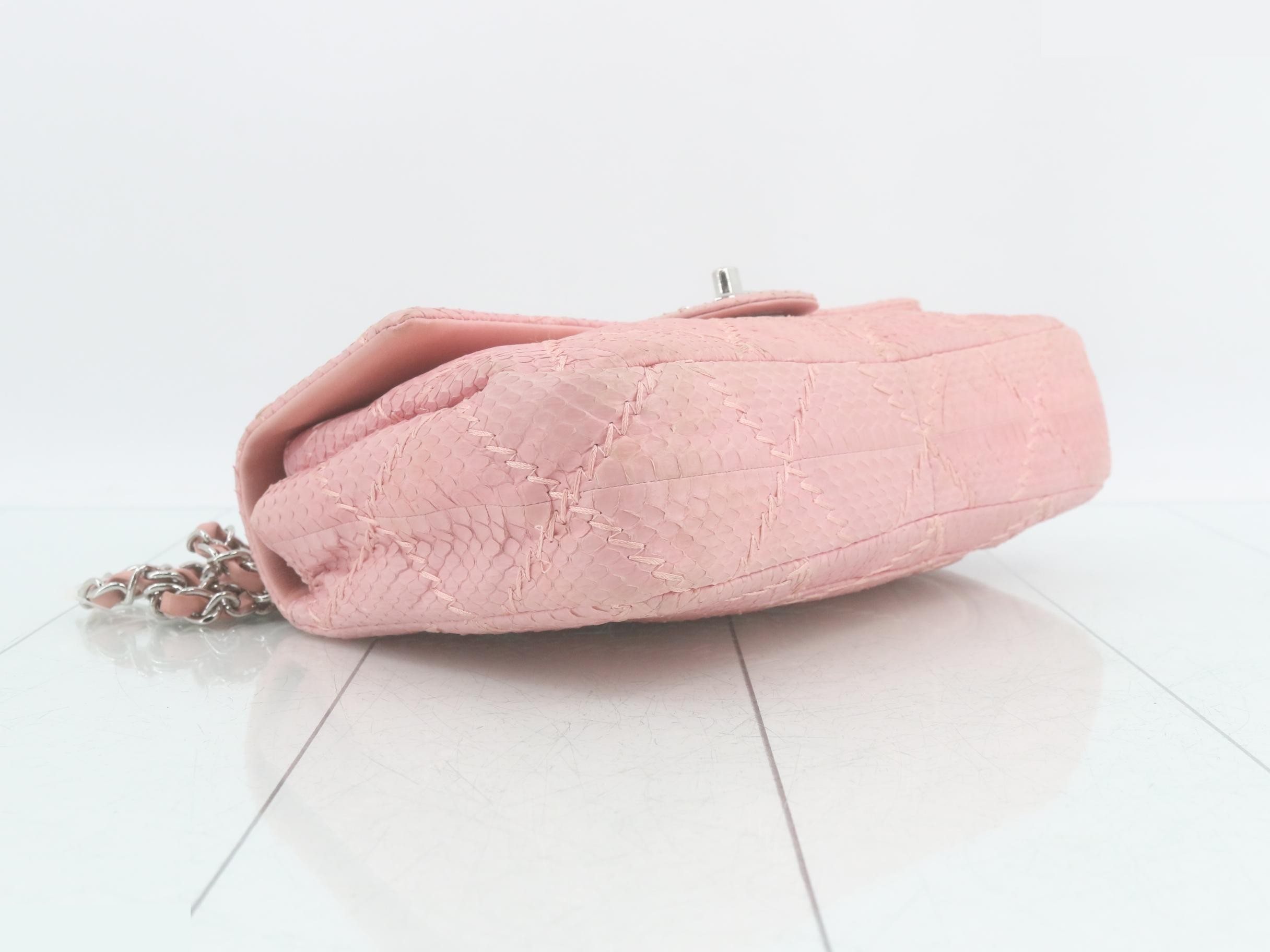 Ultra Stitch Python Coco Mark Chain Shoulder Bag, Pink — view 5