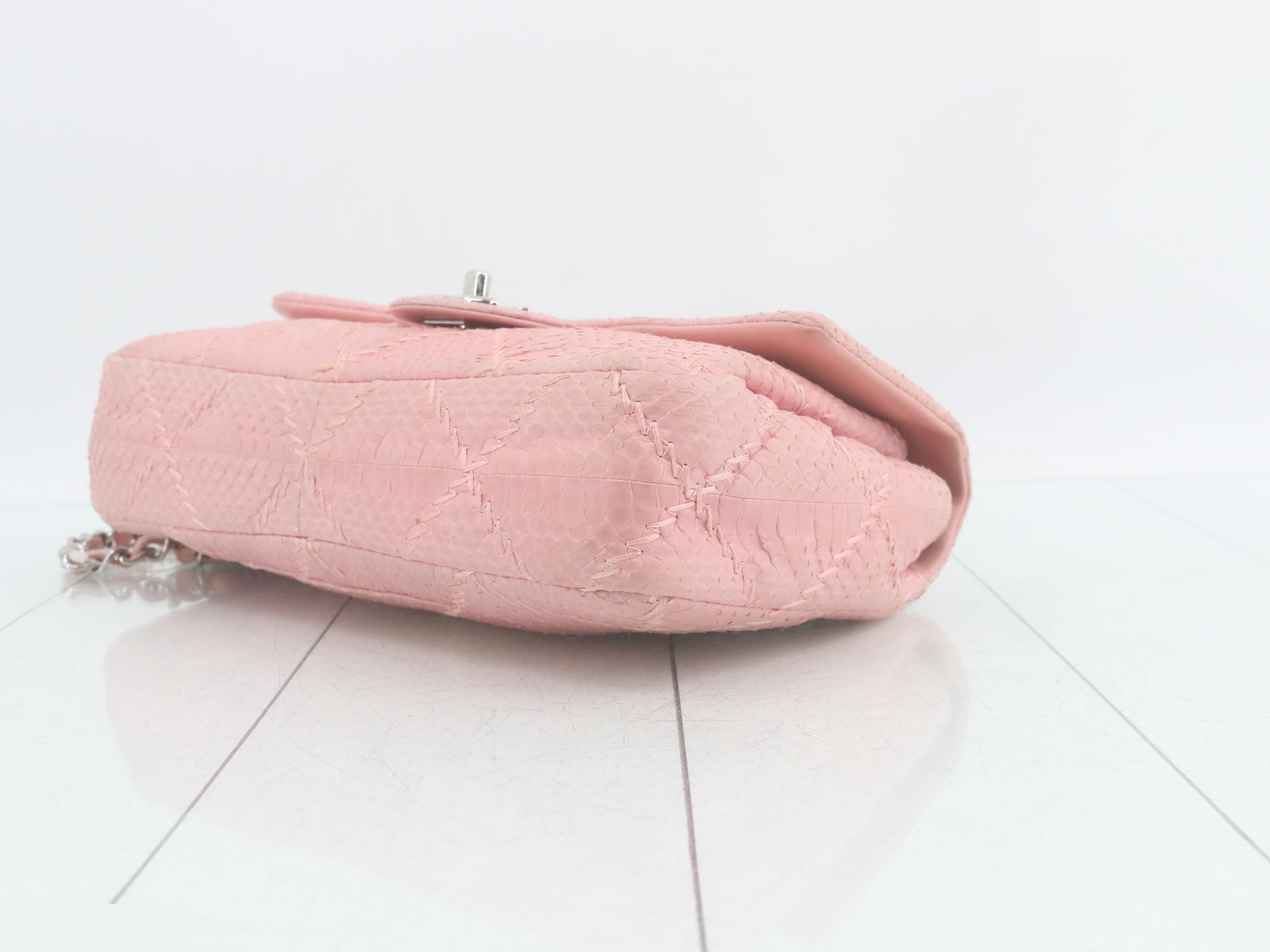 Ultra Stitch Python Coco Mark Chain Shoulder Bag, Pink — view 6