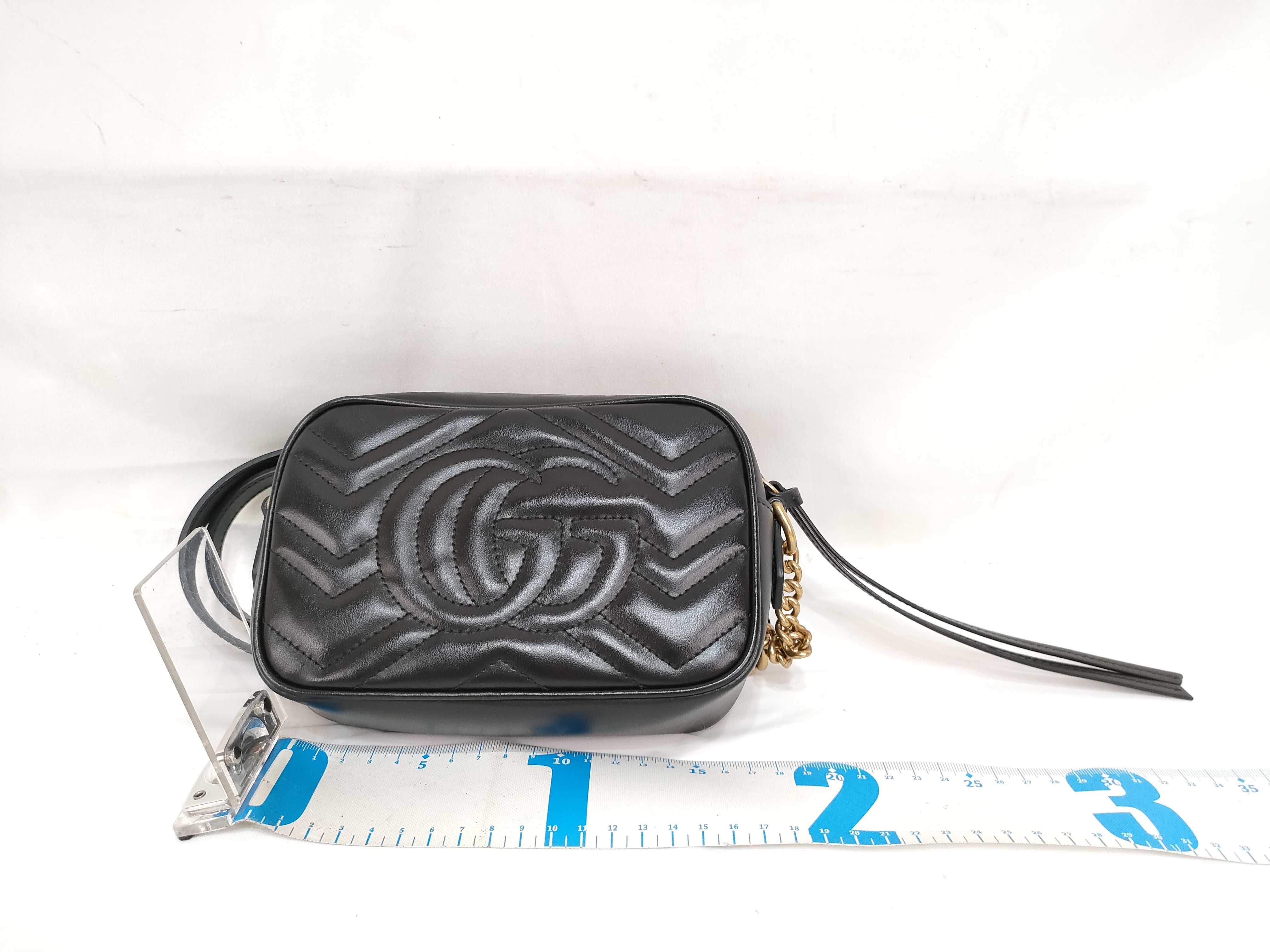 GG Marmont Leather Chain Shoulder Bag, Black, 448065 (Shoulder Bag) — view 2