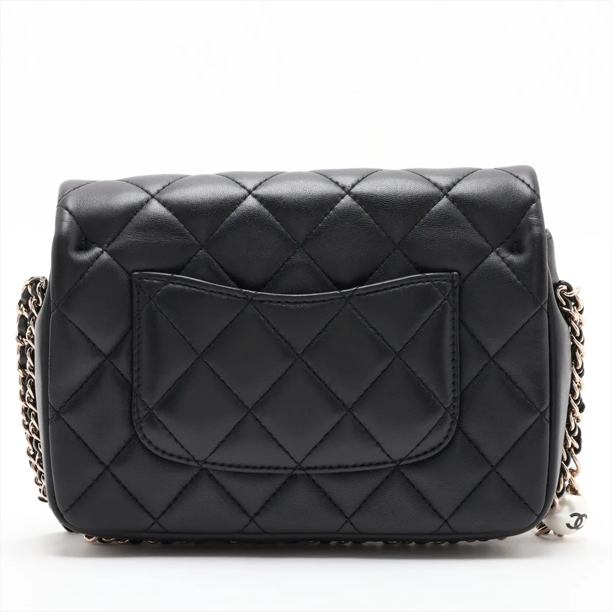 Matelassé Lambskin Chain Shoulder Bag, Pearl Black with Gold Hardware, 29773955, Serial Number 29 — view 2