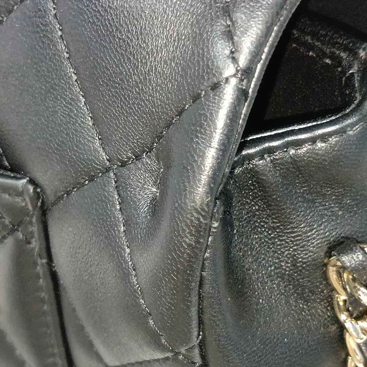 Matelassé Lambskin Chain Shoulder Bag, Pearl Black with Gold Hardware, 29773955, Serial Number 29 — view 13