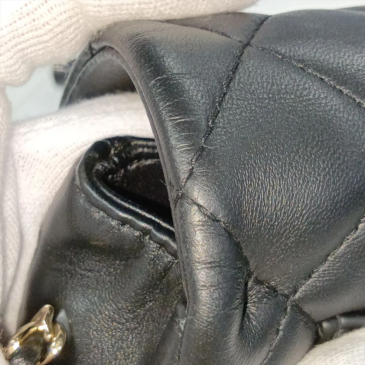 Matelassé Lambskin Chain Shoulder Bag, Pearl Black with Gold Hardware, 29773955, Serial Number 29 — view 14