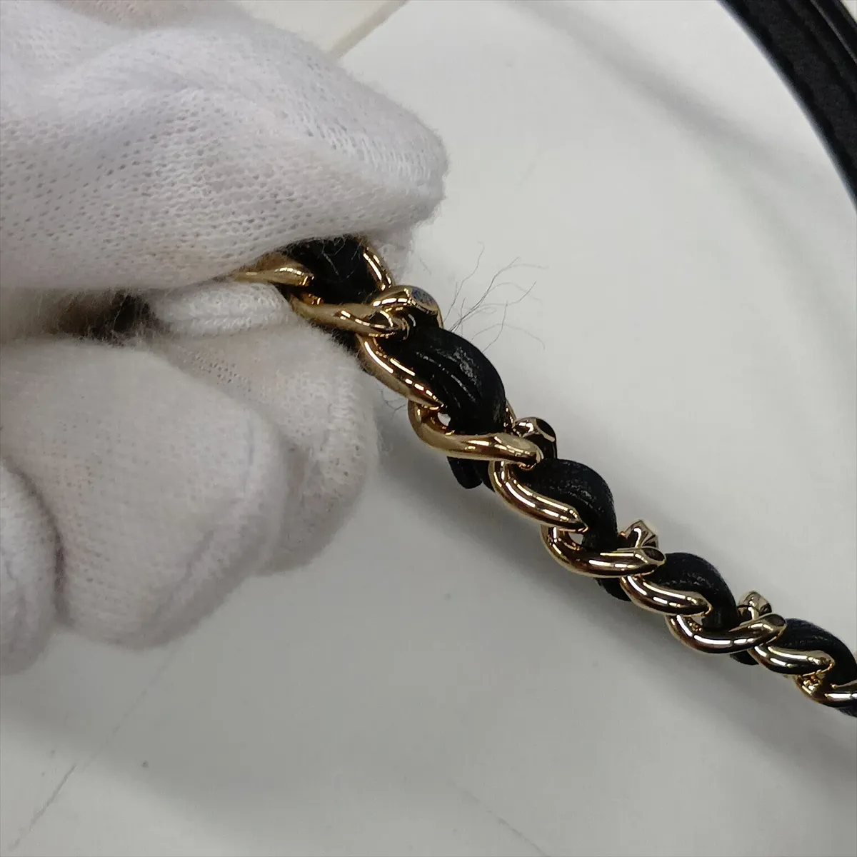 Matelassé Lambskin Chain Shoulder Bag, Pearl Black with Gold Hardware, 29773955, Serial Number 29 — view 15