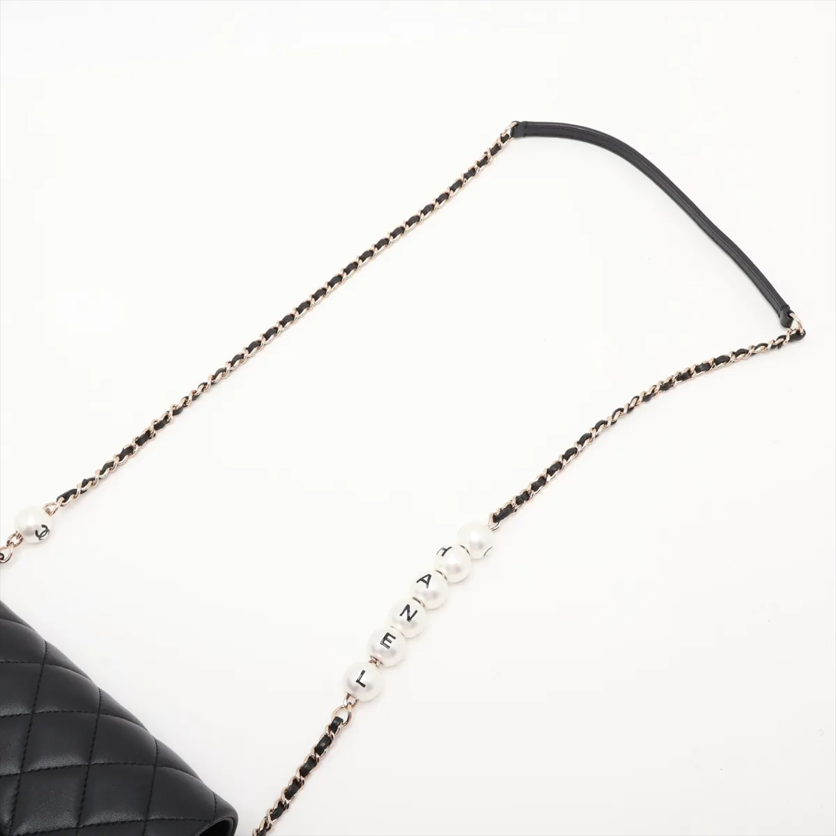 Matelassé Lambskin Chain Shoulder Bag, Pearl Black with Gold Hardware, 29773955, Serial Number 29 — view 5