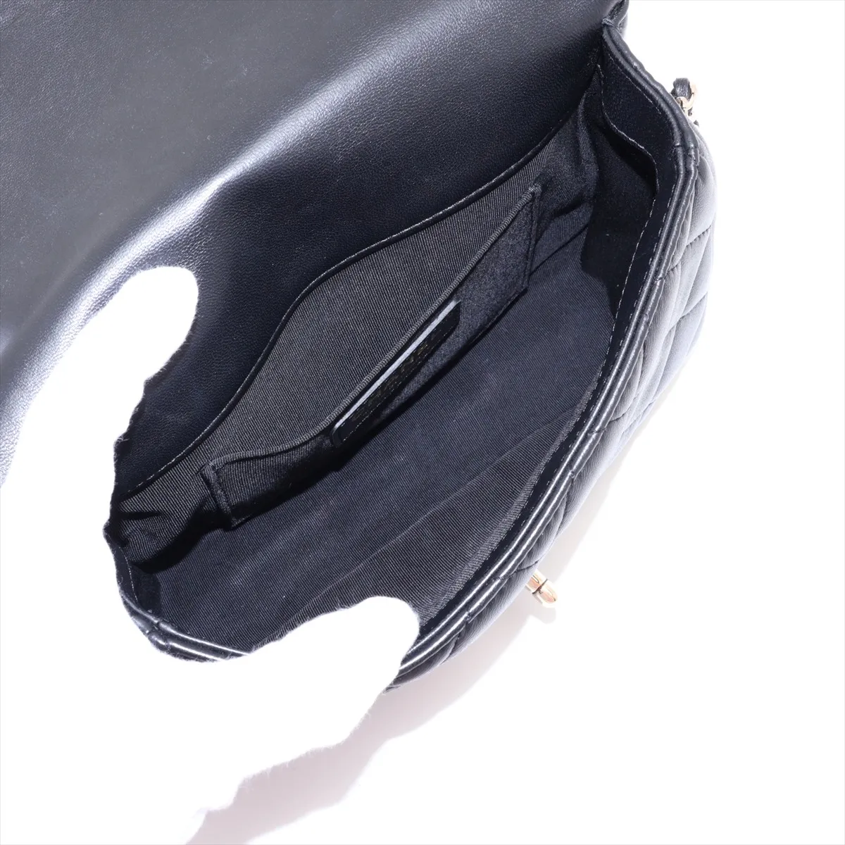 Matelassé Lambskin Chain Shoulder Bag, Pearl Black with Gold Hardware, 29773955, Serial Number 29 — view 6