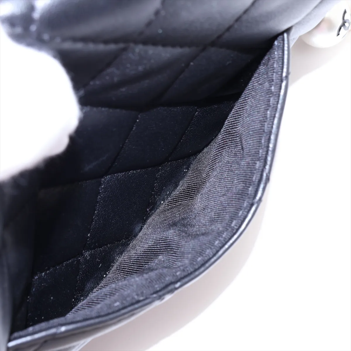 Matelassé Lambskin Chain Shoulder Bag, Pearl Black with Gold Hardware, 29773955, Serial Number 29 — view 8