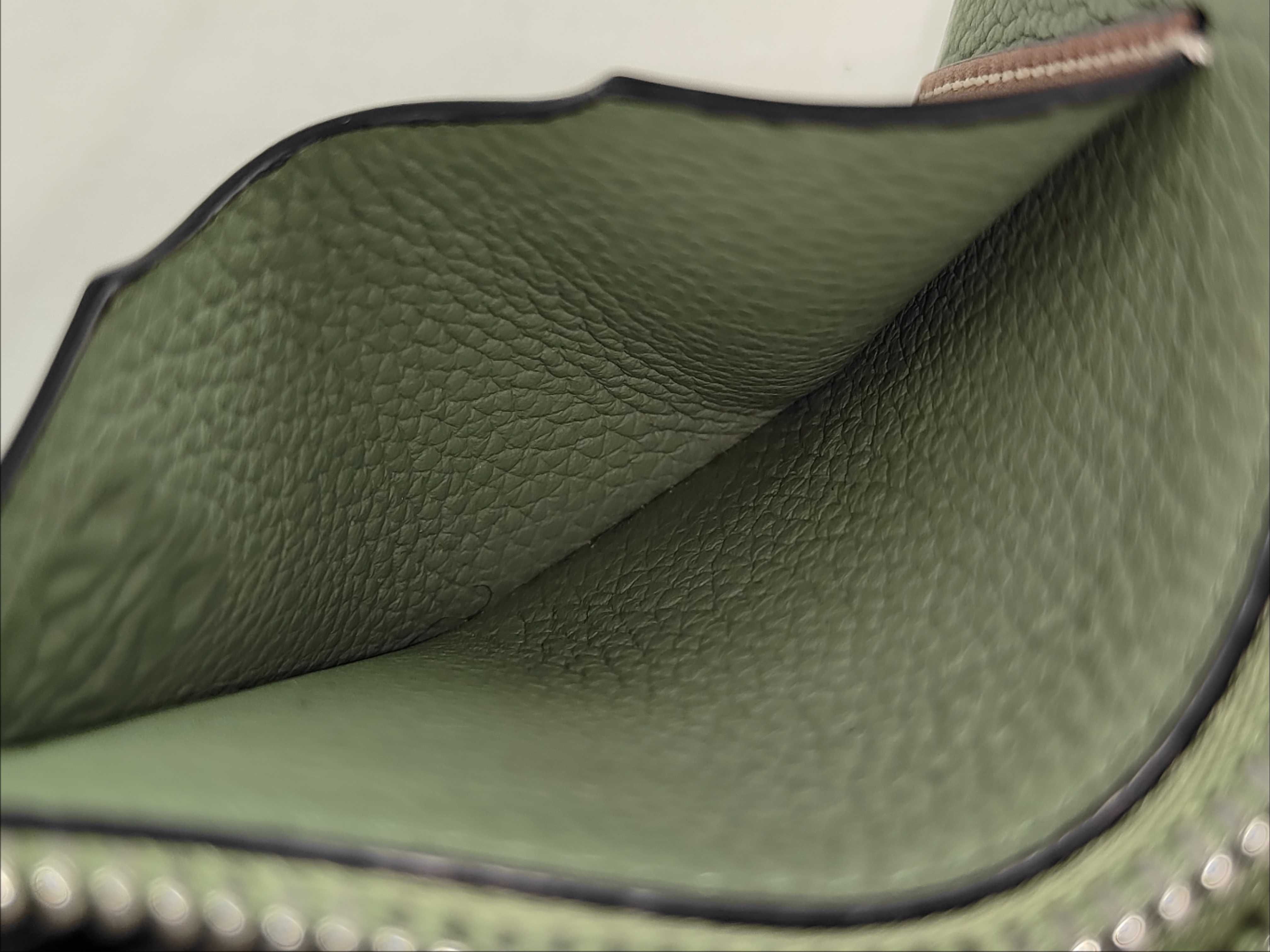 coin card holder, leather, light green and brown coin case. — view 14