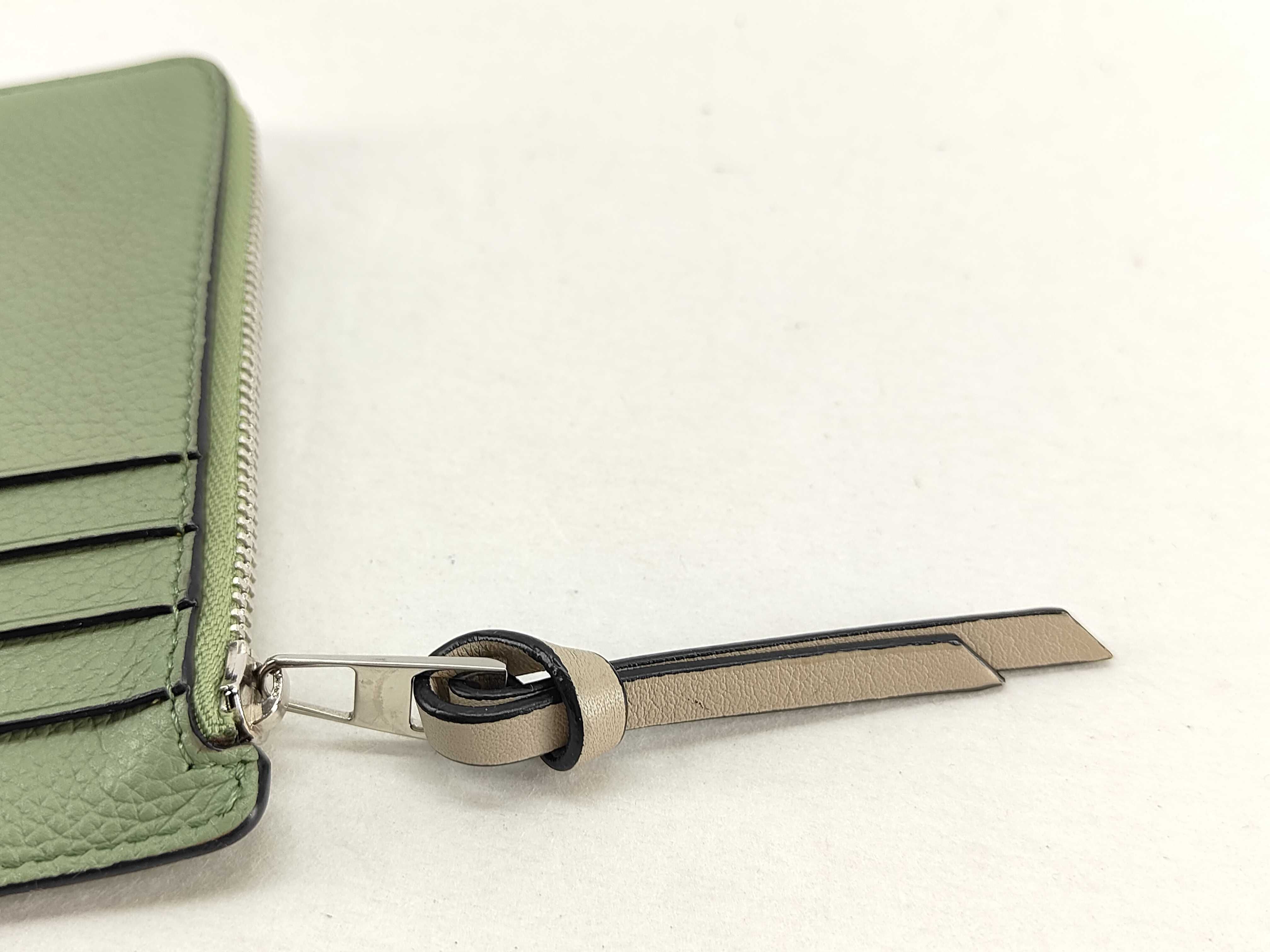 coin card holder, leather, light green and brown coin case. — view 15