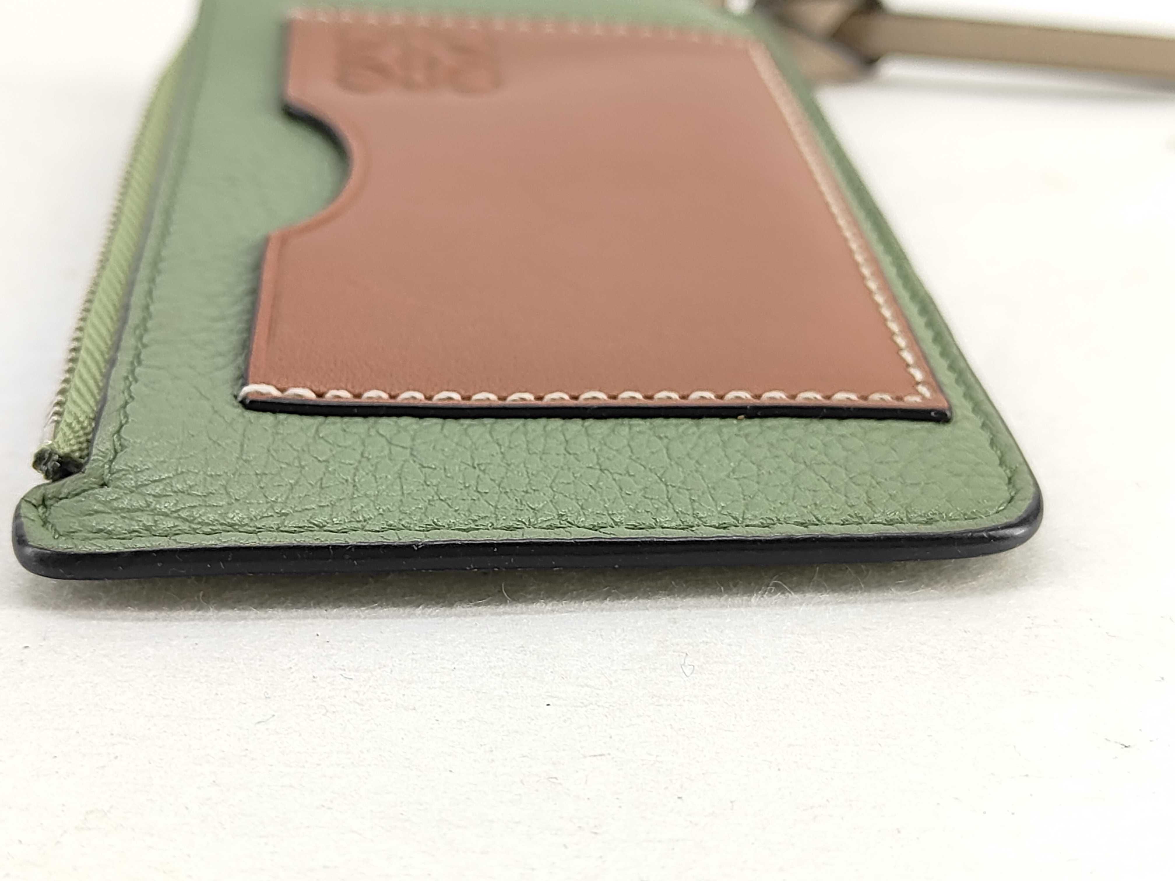 coin card holder, leather, light green and brown coin case. — view 5