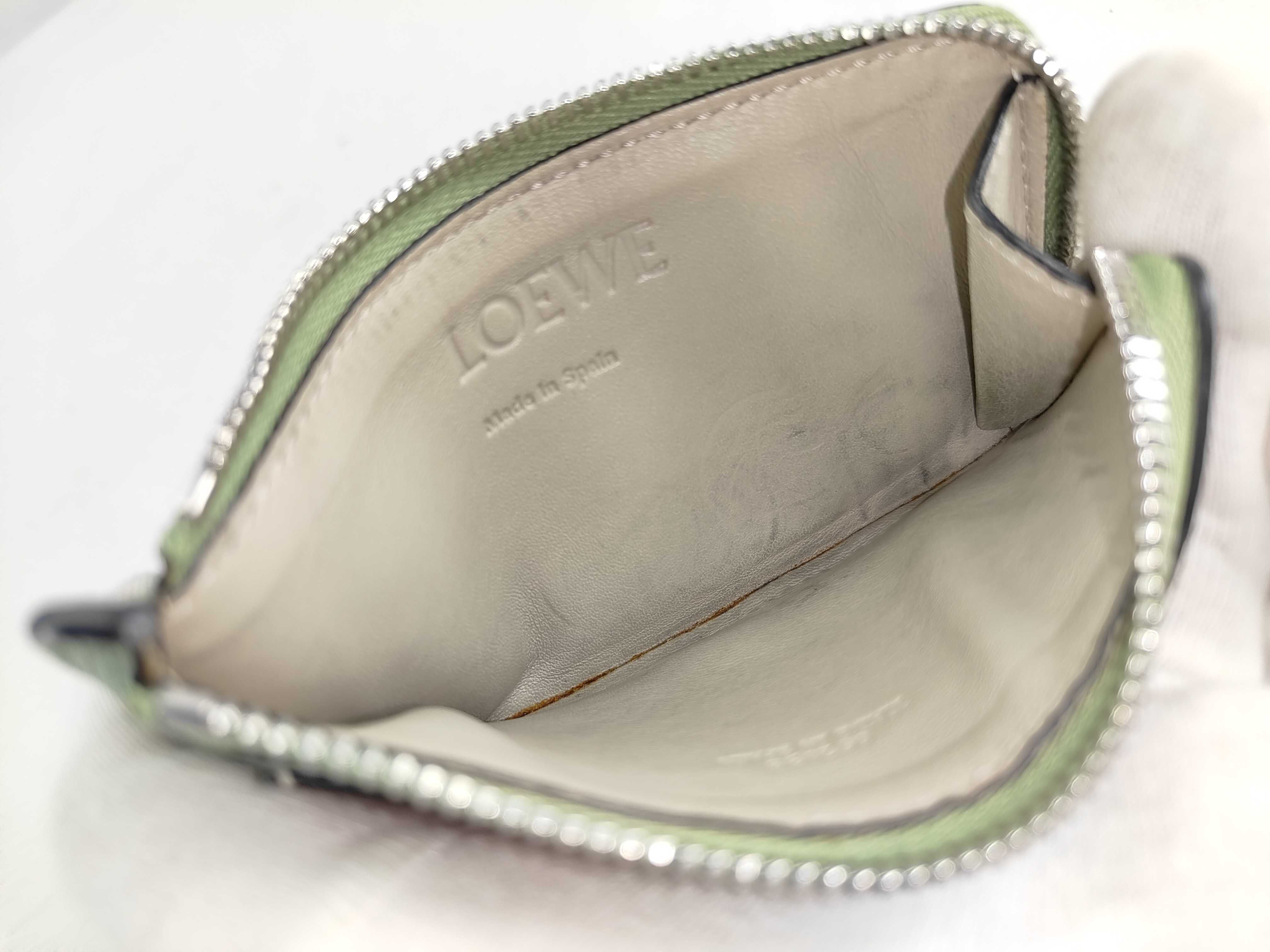 coin card holder, leather, light green and brown coin case. — view 10