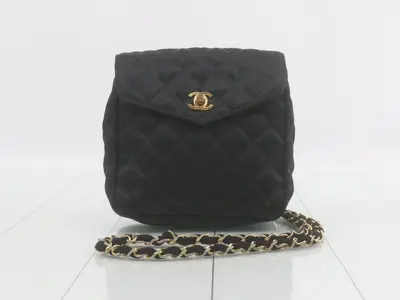 Matelassé satin turn-lock chain shoulder bag