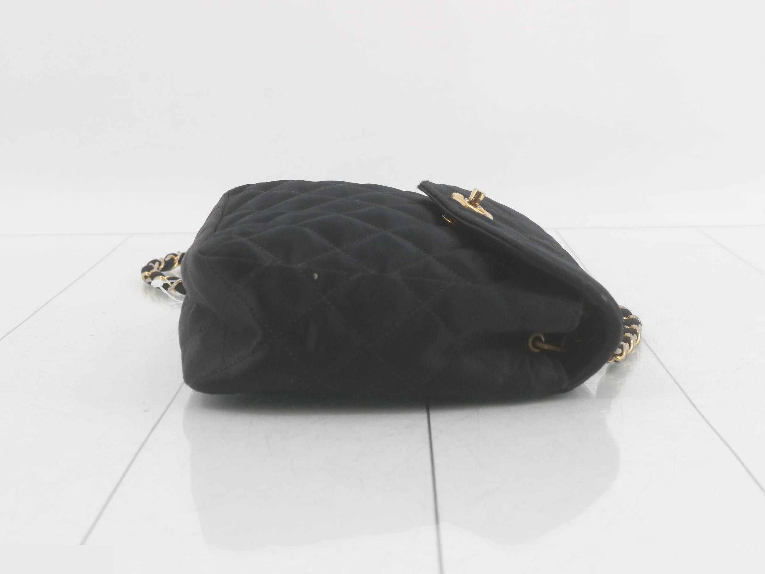 Matelassé satin turn-lock chain shoulder bag — view 3