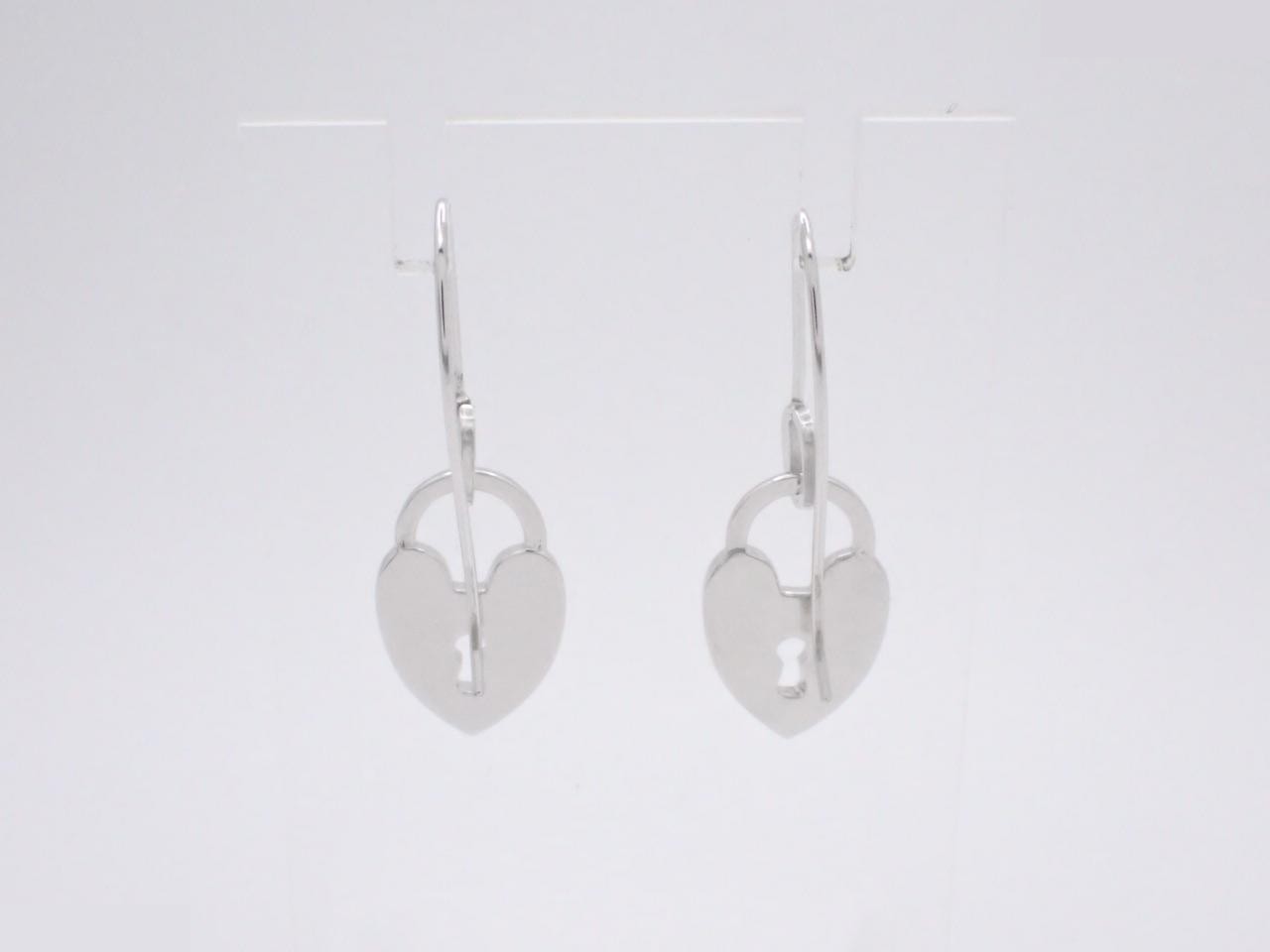 Swing earrings, heart lock, logo — view 2
