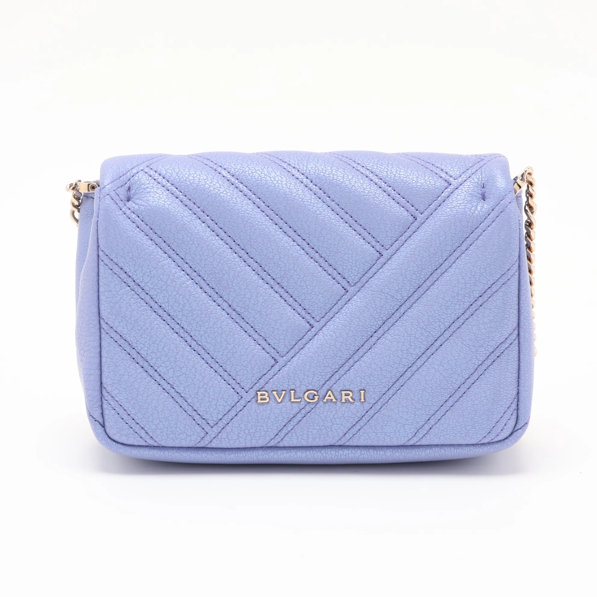 Serpenti Leather Chain Shoulder Bag, Purple — view 2