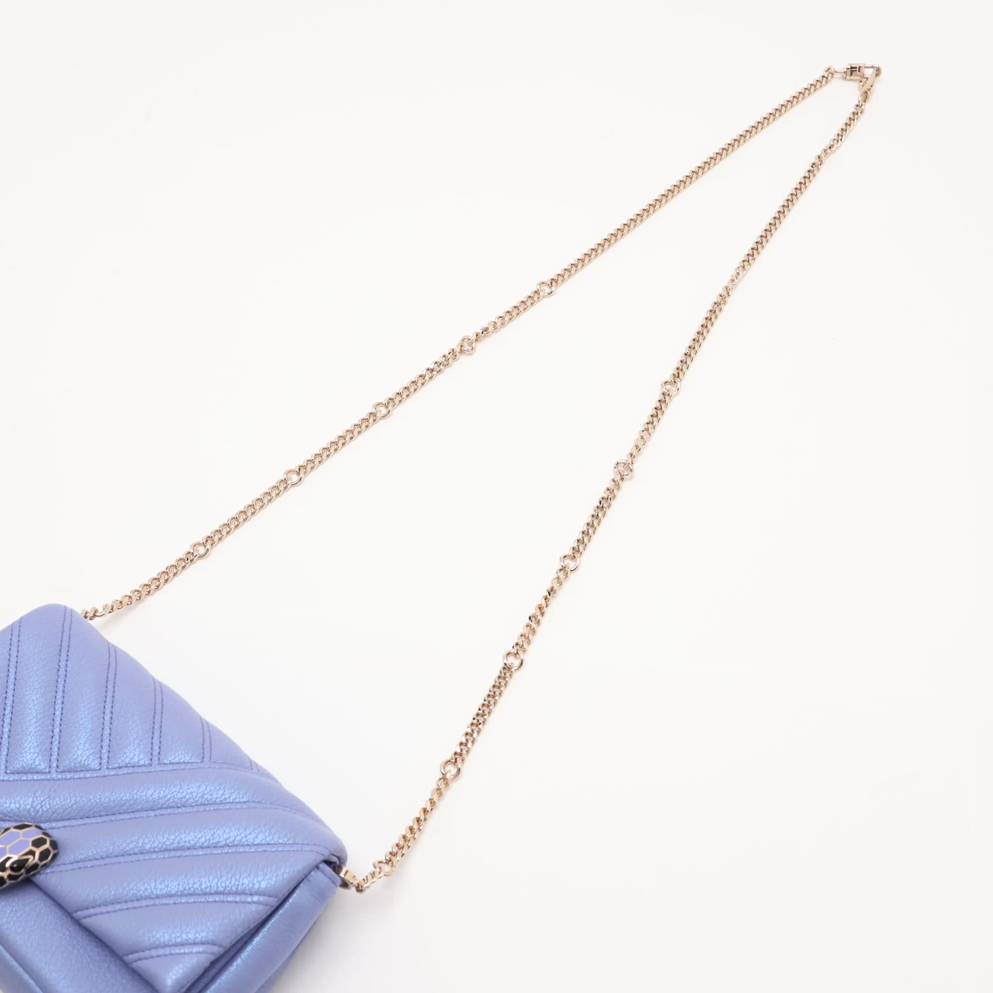 Serpenti Leather Chain Shoulder Bag, Purple — view 5