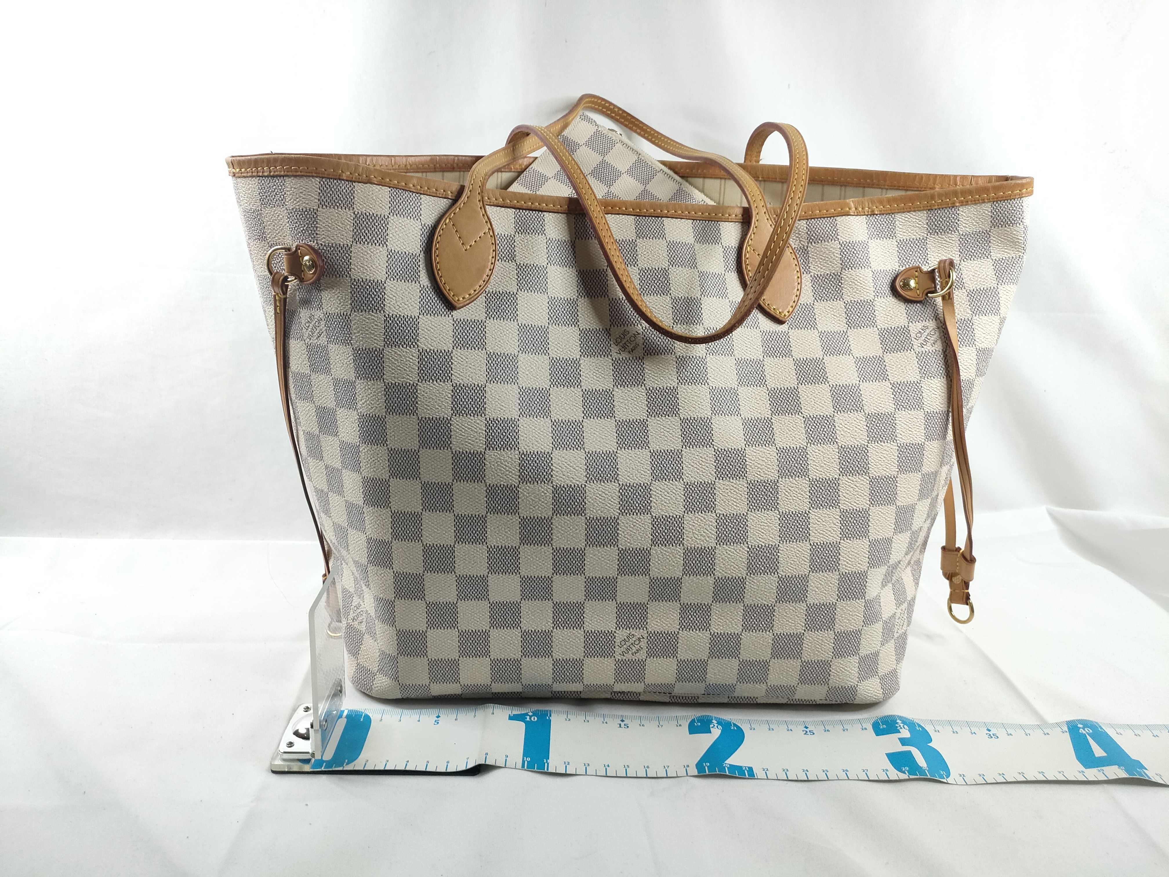 Damier Azur Neverfull MM N41361 FL3164 White Tote Bag — view 2