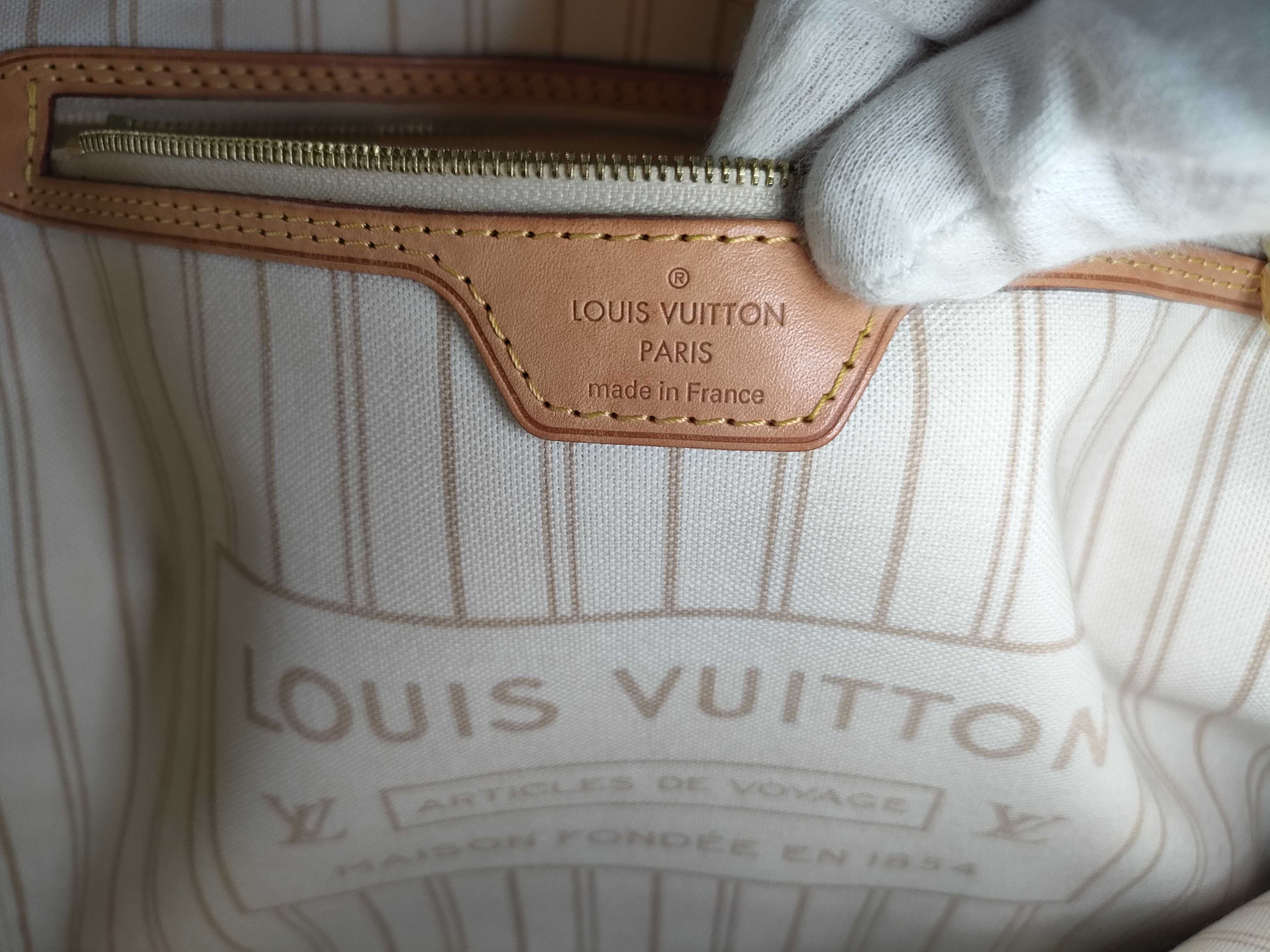 Damier Azur Neverfull MM N41361 FL3164 White Tote Bag — view 13