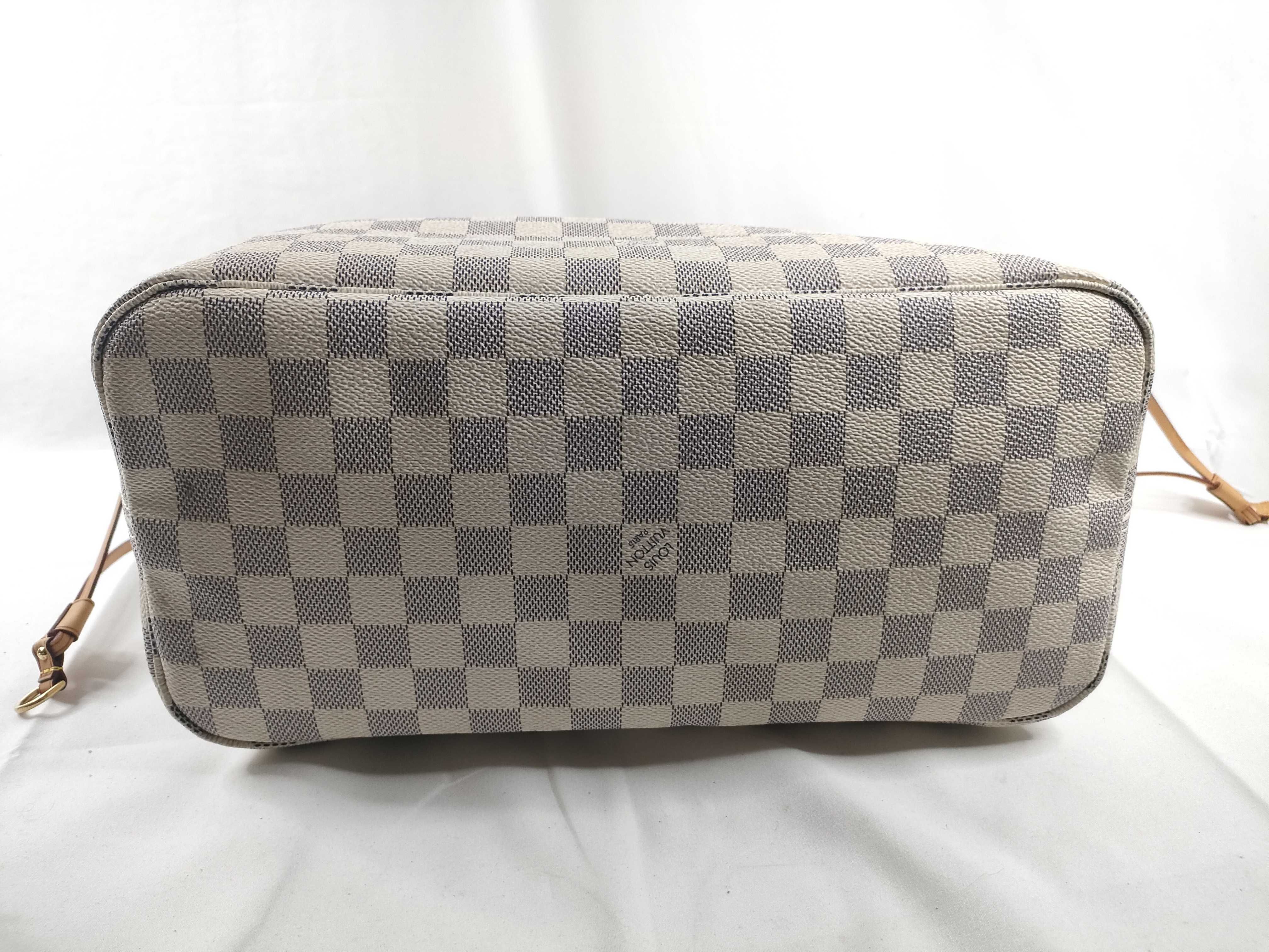 Damier Azur Neverfull MM N41361 FL3164 White Tote Bag — view 4