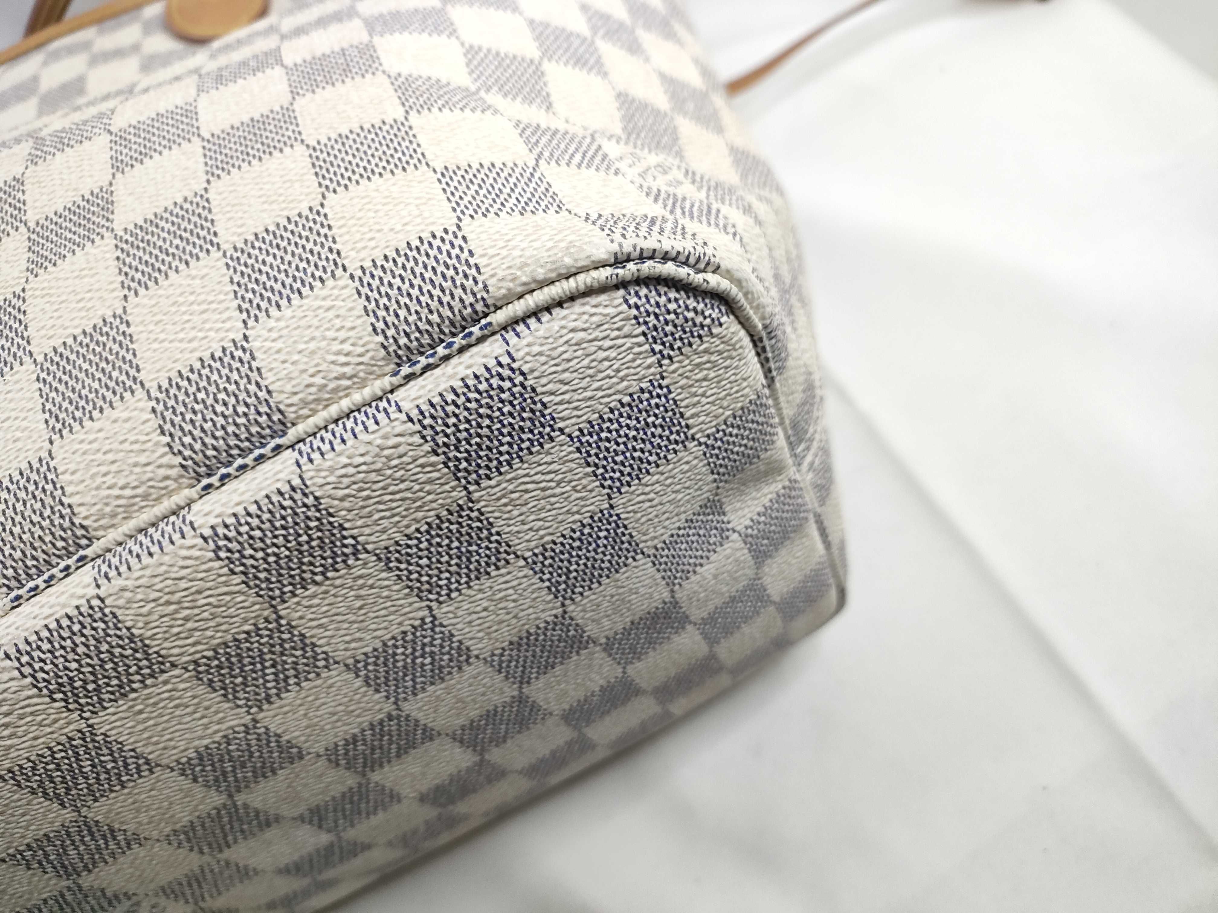 Damier Azur Neverfull MM N41361 FL3164 White Tote Bag — view 5