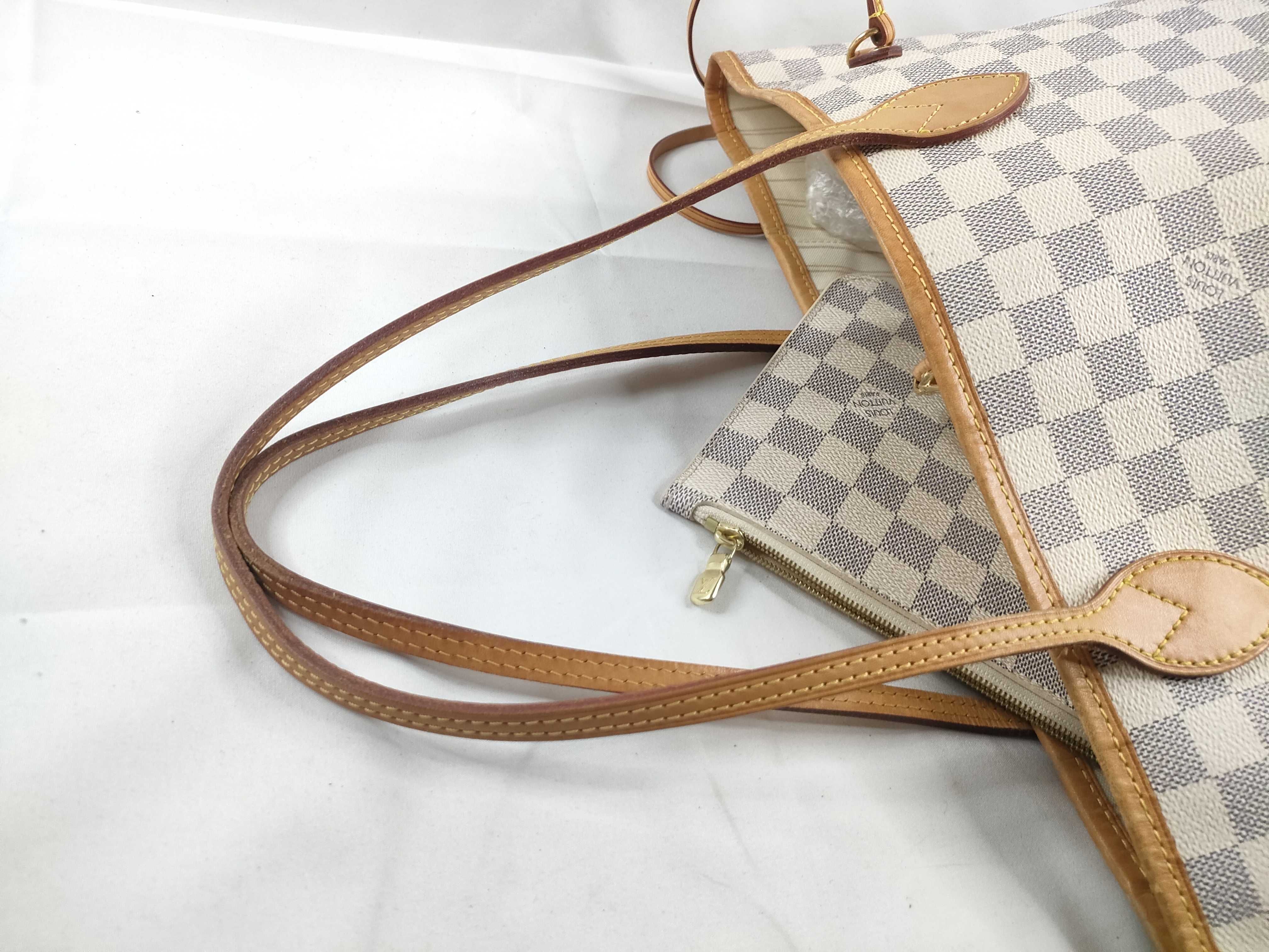 Damier Azur Neverfull MM N41361 FL3164 White Tote Bag — view 6