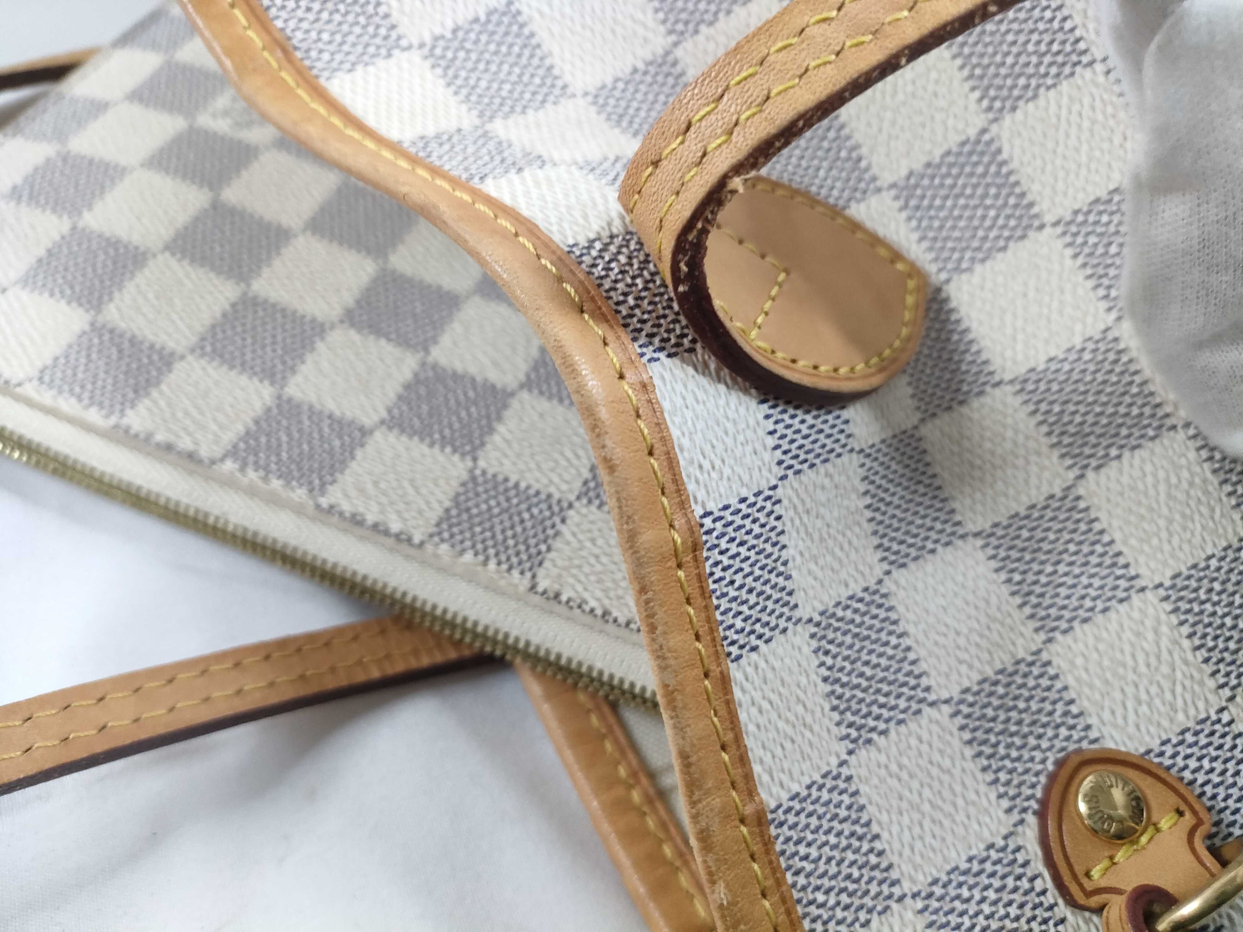 Damier Azur Neverfull MM N41361 FL3164 White Tote Bag — view 9