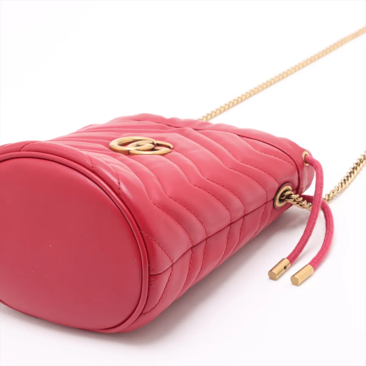 GG Marmont Leather Chain Shoulder Bag, Red, 575163 — view 3